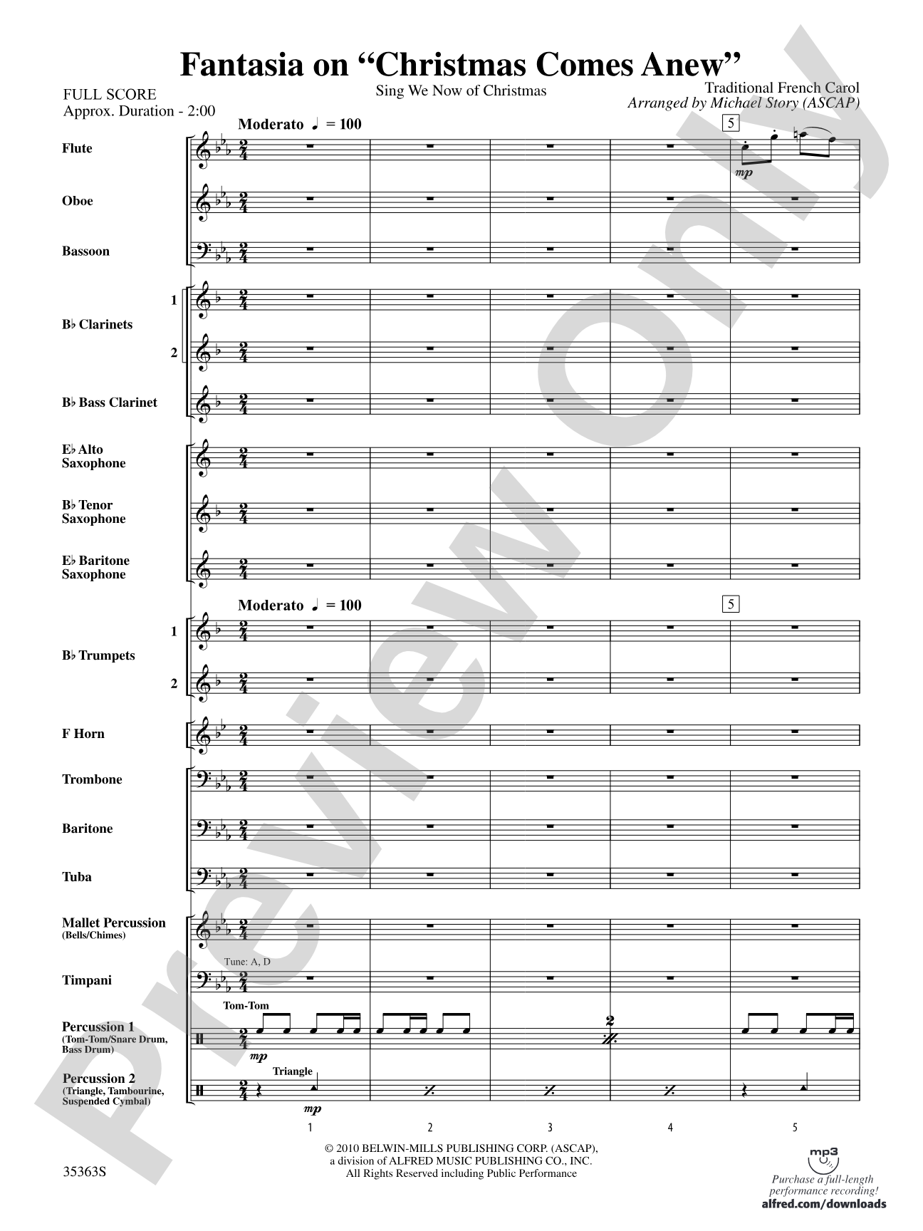 Fantasia on "Christmas Comes Anew": Concert Band Conductor Score & Parts