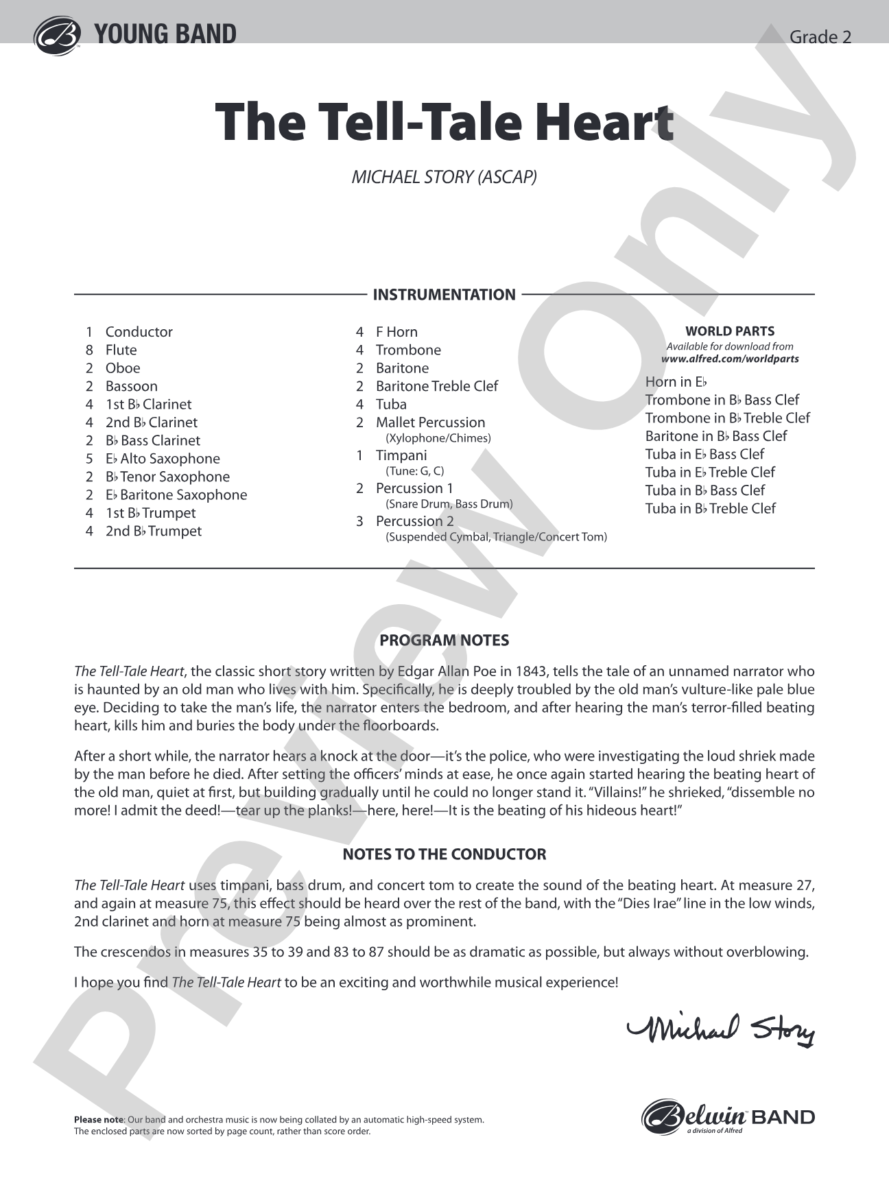 The Tell-Tale Heart: Concert Band Conductor Score & Parts