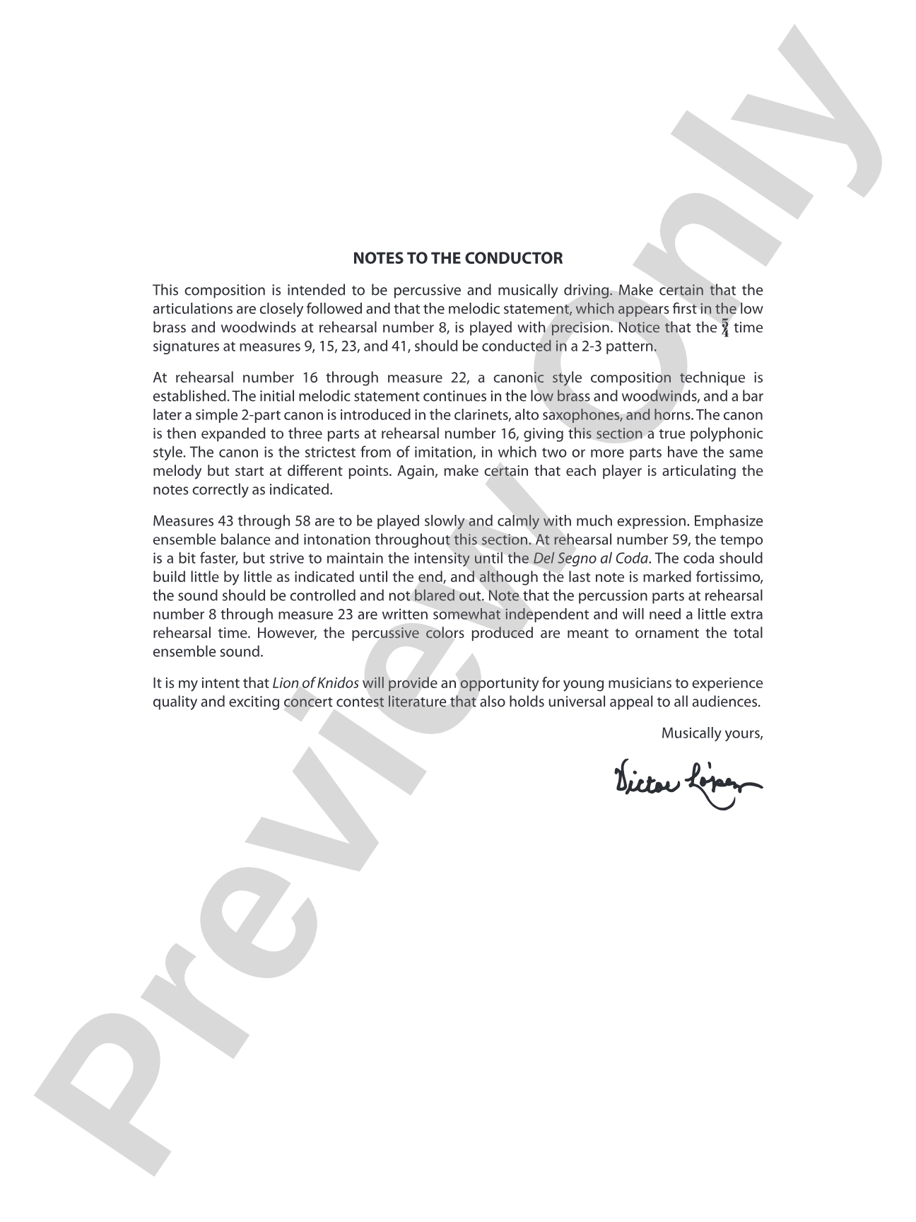 Lion of Knidos: Concert Band Conductor Score & Parts