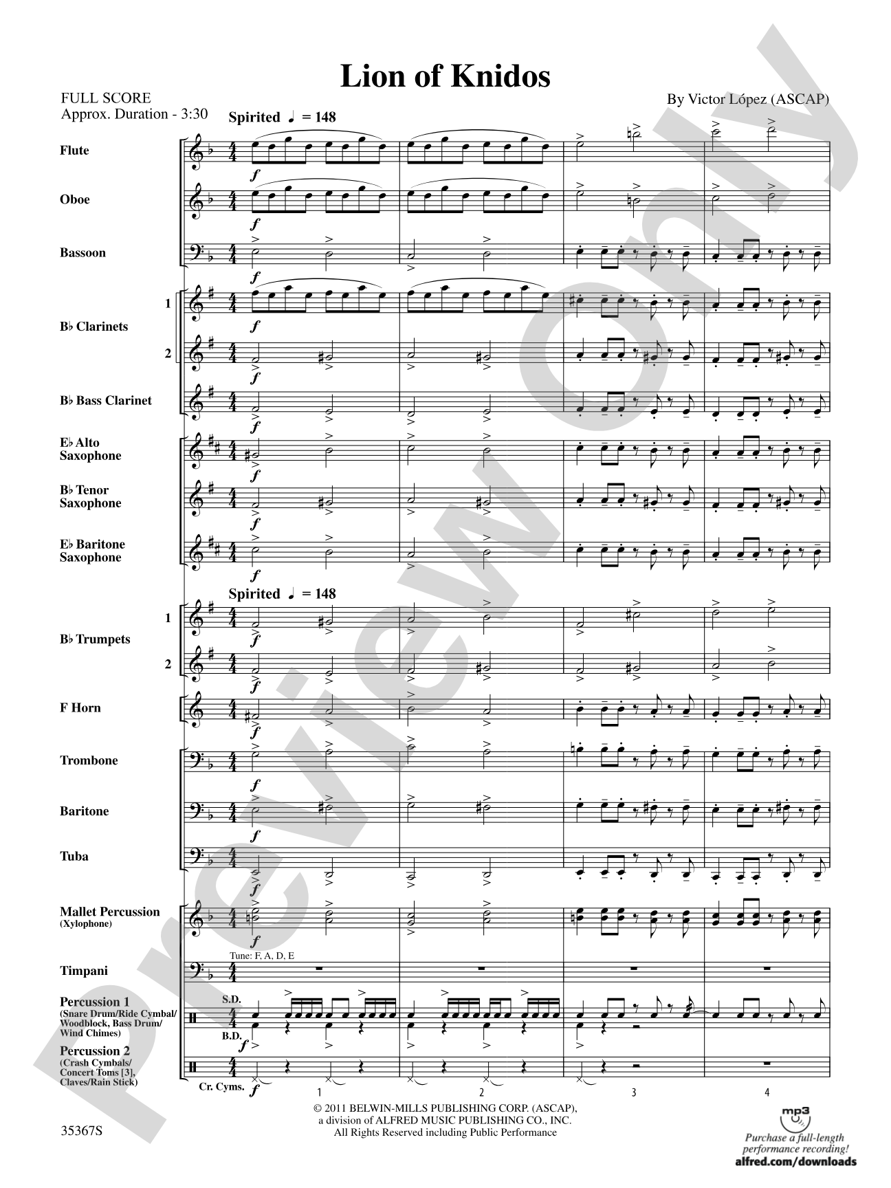 Lion of Knidos: Concert Band Conductor Score & Parts