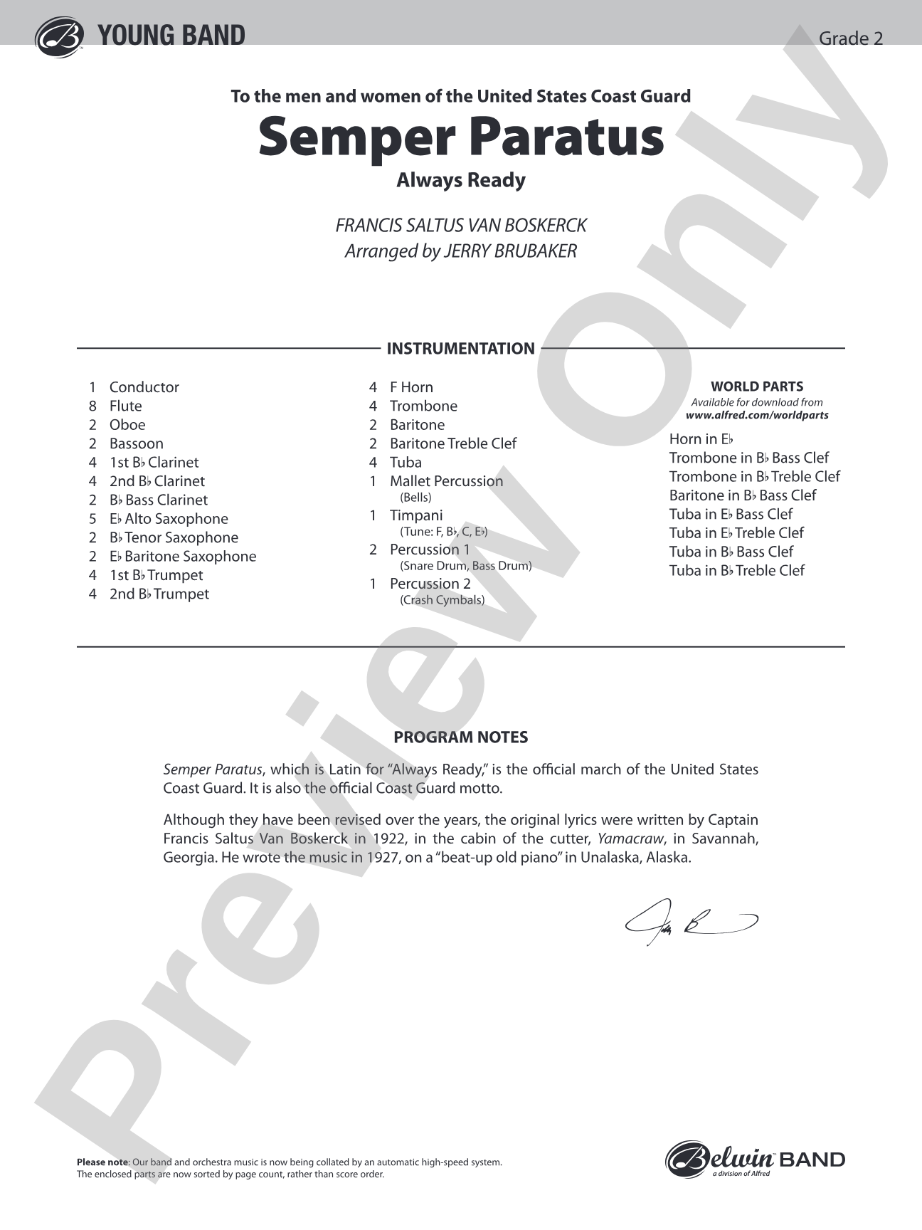 Semper Paratus: Score