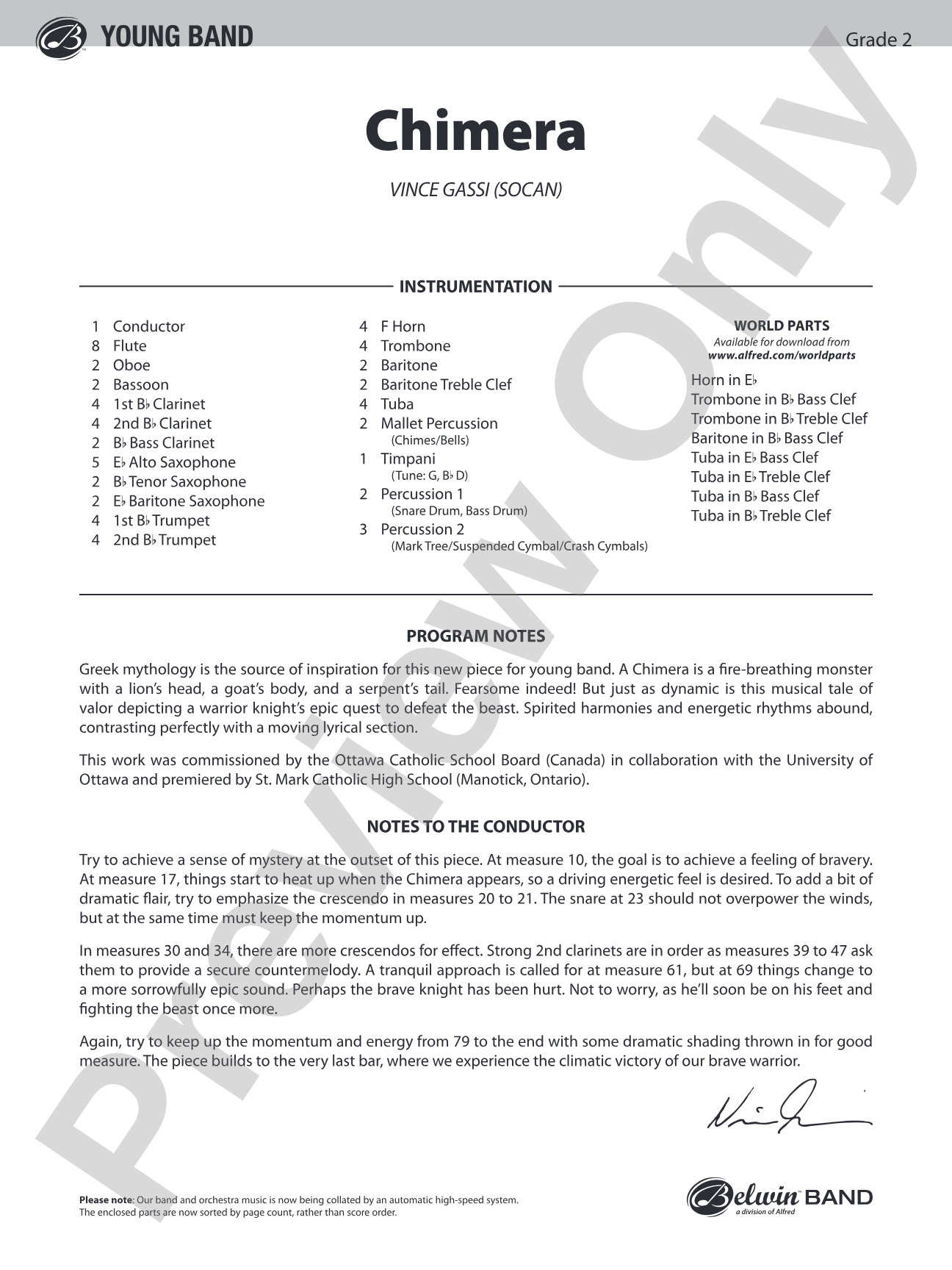 Chimera: Concert Band Conductor Score & Parts