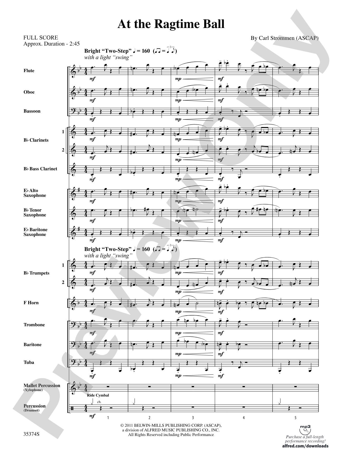 At the Ragtime Ball: Concert Band Conductor Score & Parts