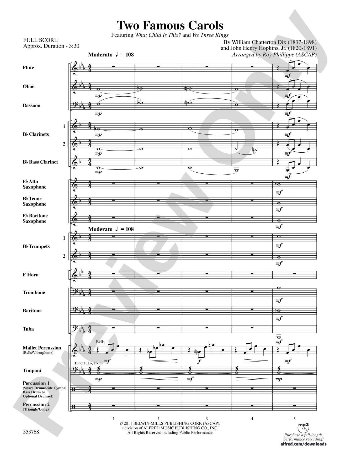 Two Famous Carols: Concert Band Conductor Score & Parts
