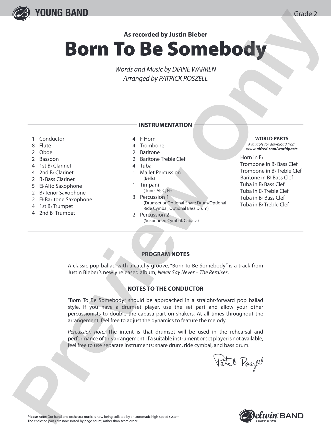 Born to be Somebody: Concert Band Conductor Score & Parts