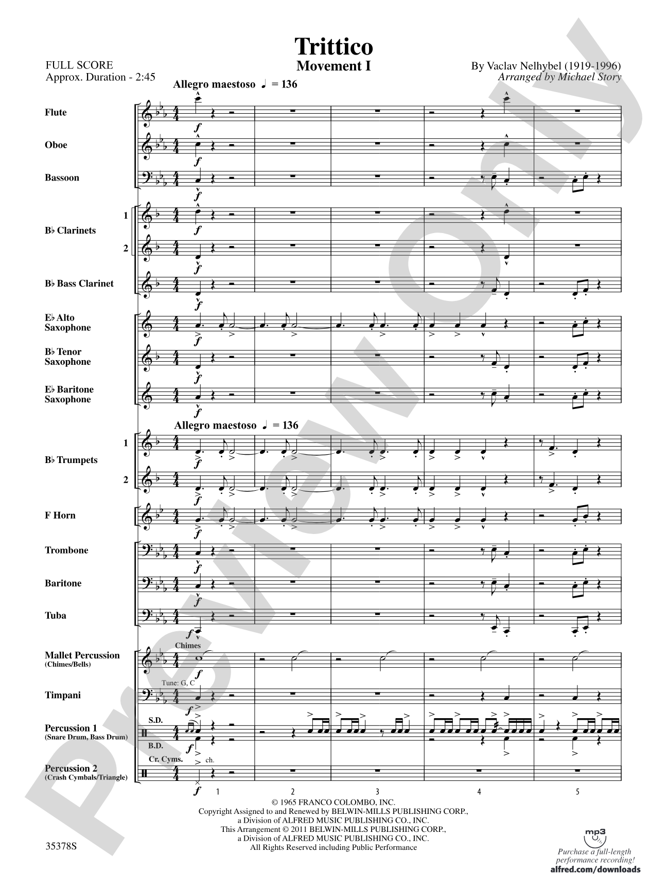Trittico: Concert Band Conductor Score & Parts