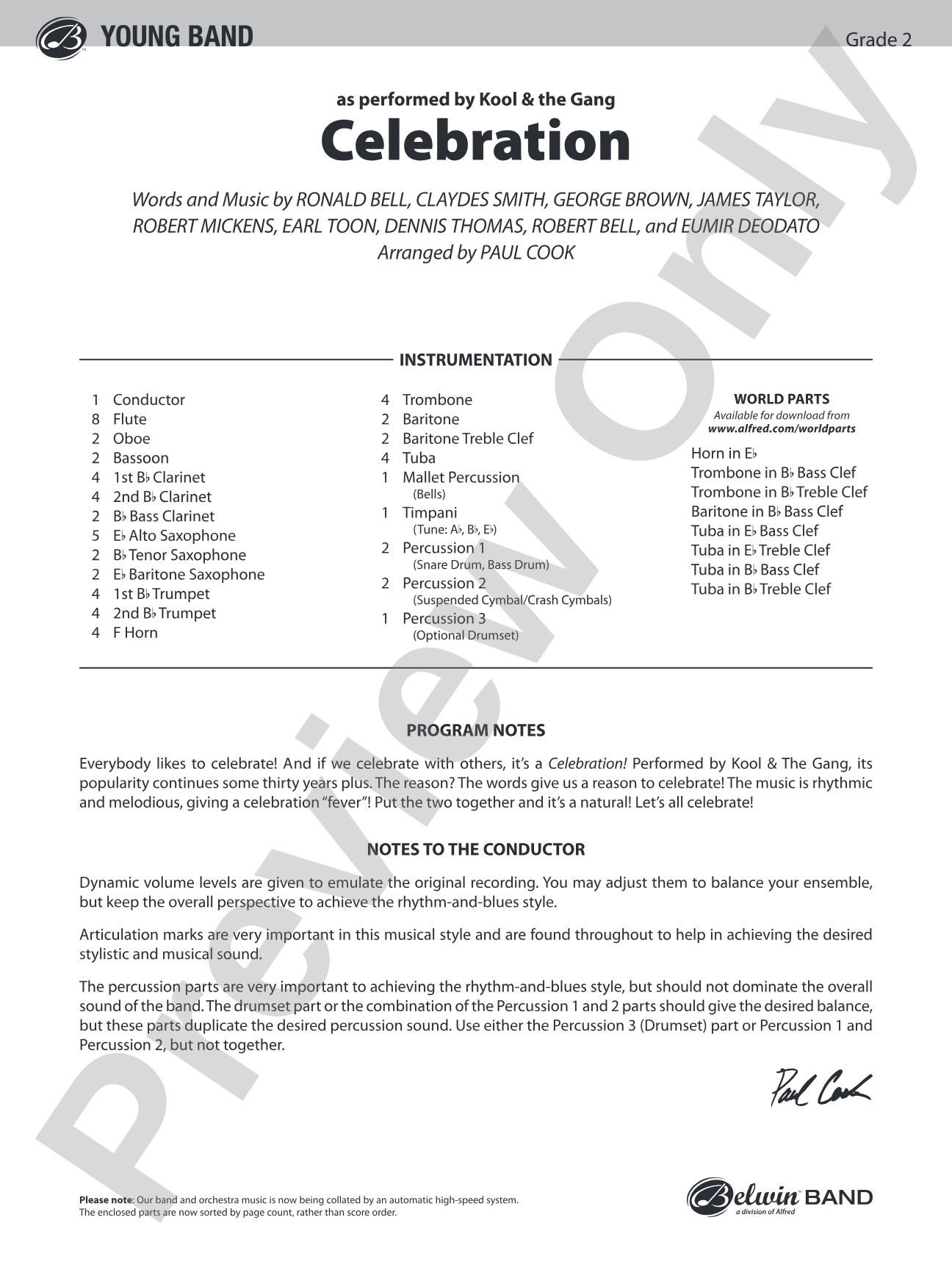 Celebration: Concert Band Conductor Score & Parts