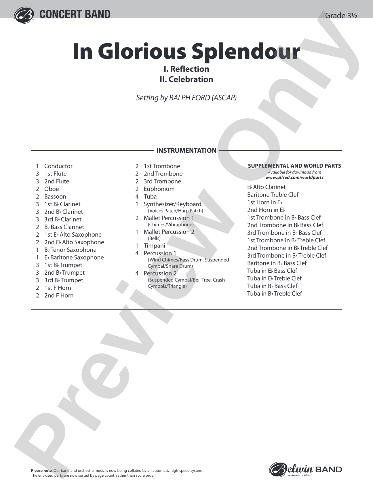 In Glorious Splendour: Concert Band Conductor Score & Parts