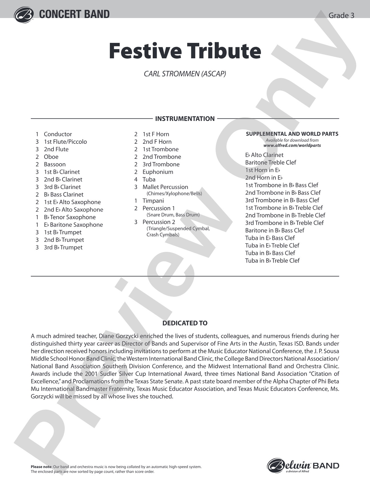 Festive Tribute: Concert Band Conductor Score & Parts