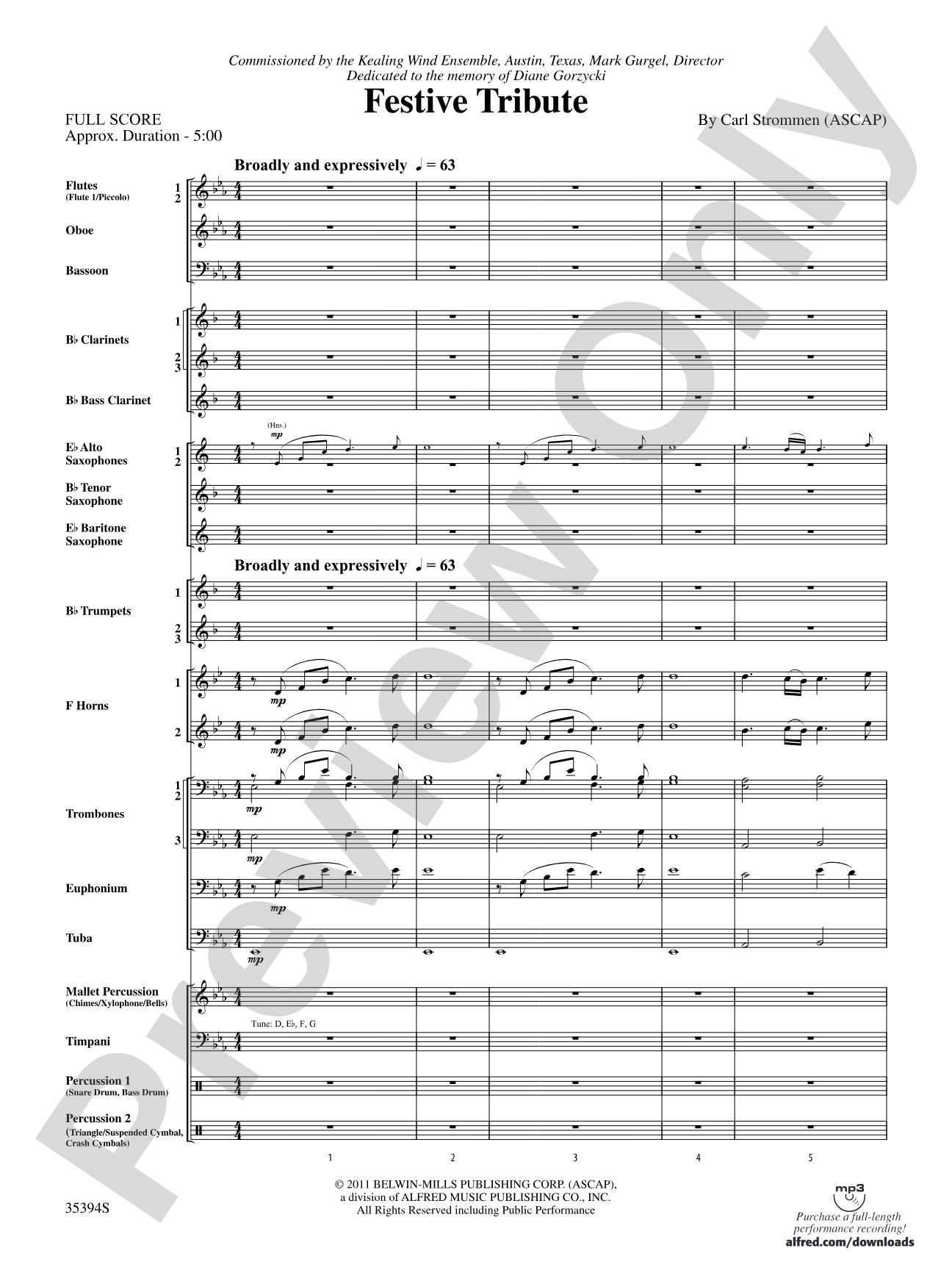 Festive Tribute: Concert Band Conductor Score & Parts