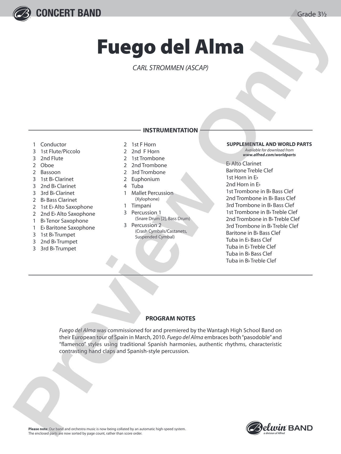 Fuego del Alma: Concert Band Conductor Score & Parts