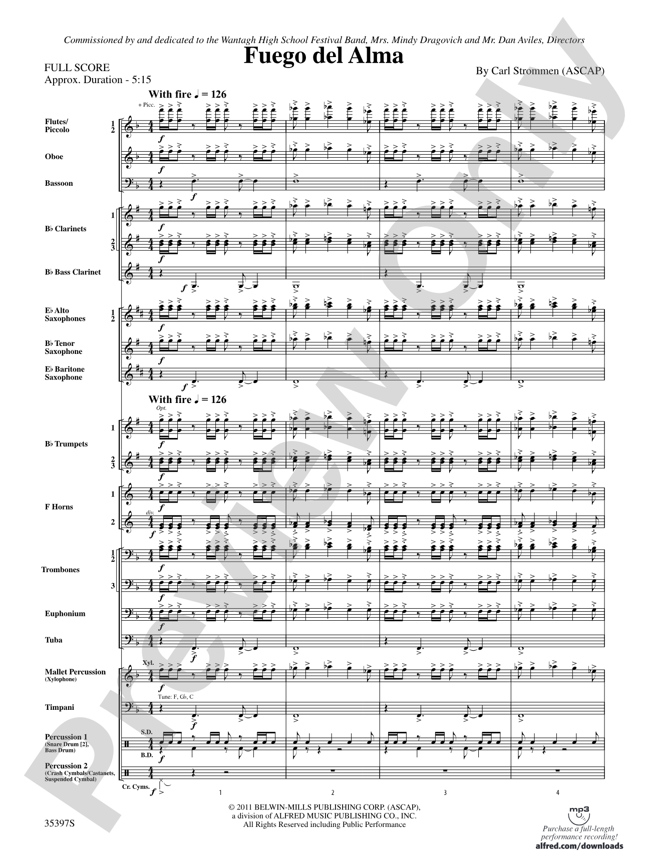 Fuego del Alma: Concert Band Conductor Score & Parts