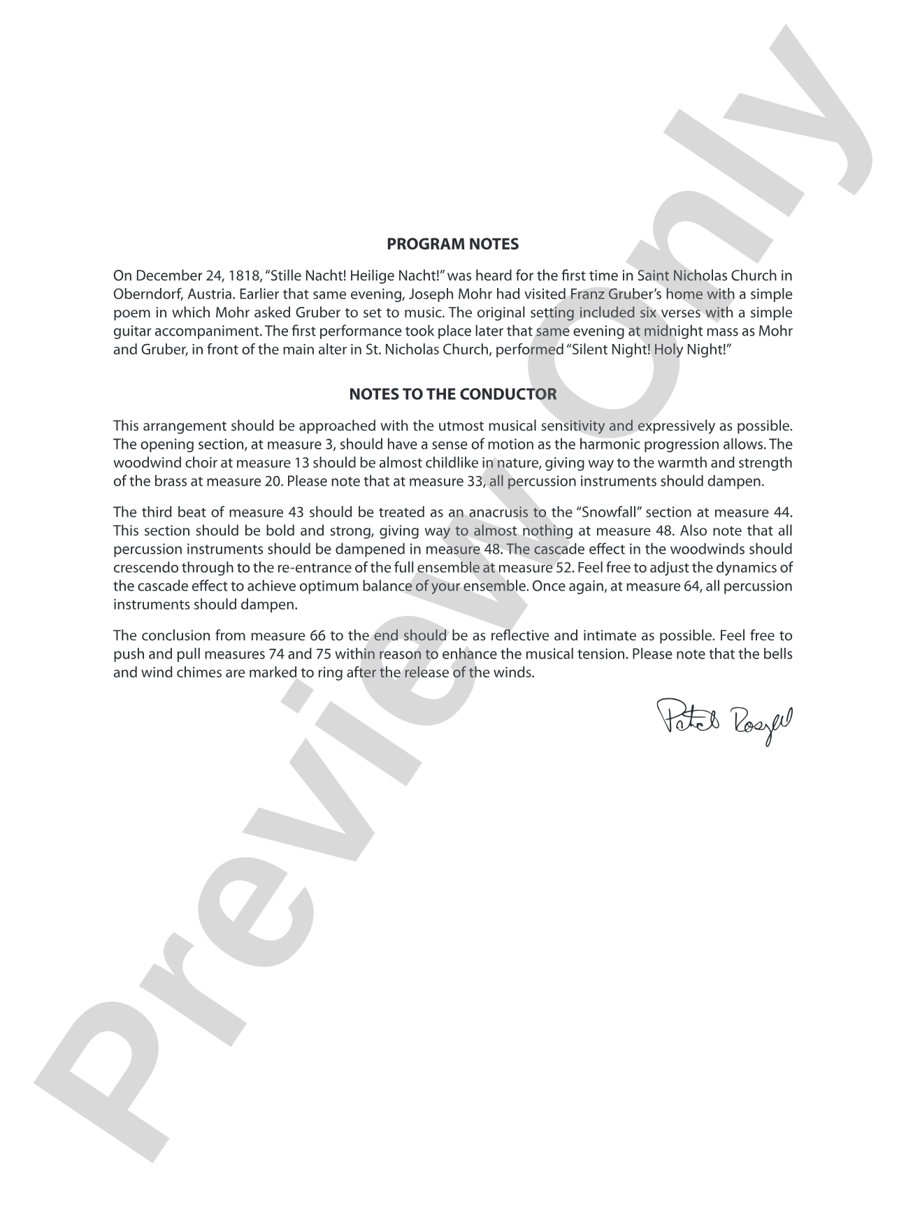 Sleep in Heavenly Peace: Concert Band Conductor Score & Parts