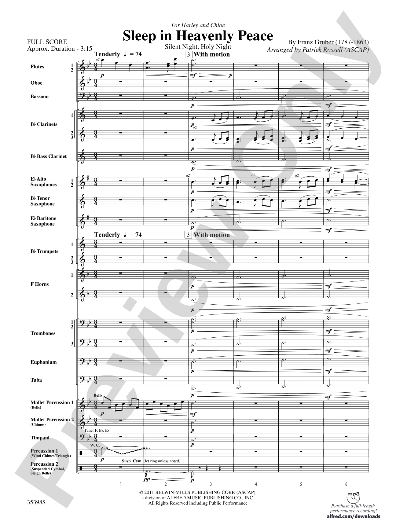 Sleep in Heavenly Peace: Concert Band Conductor Score & Parts