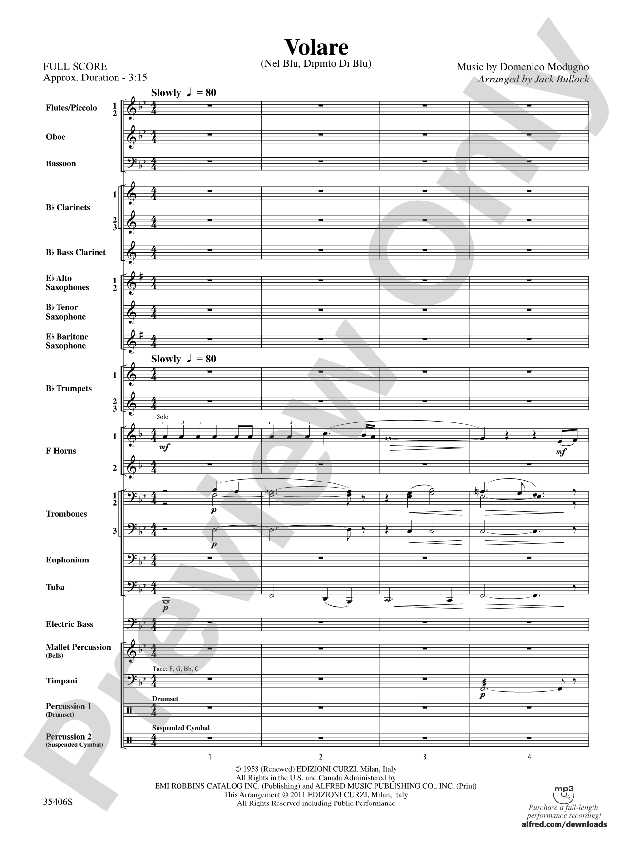 Volare: Concert Band Conductor Score & Parts