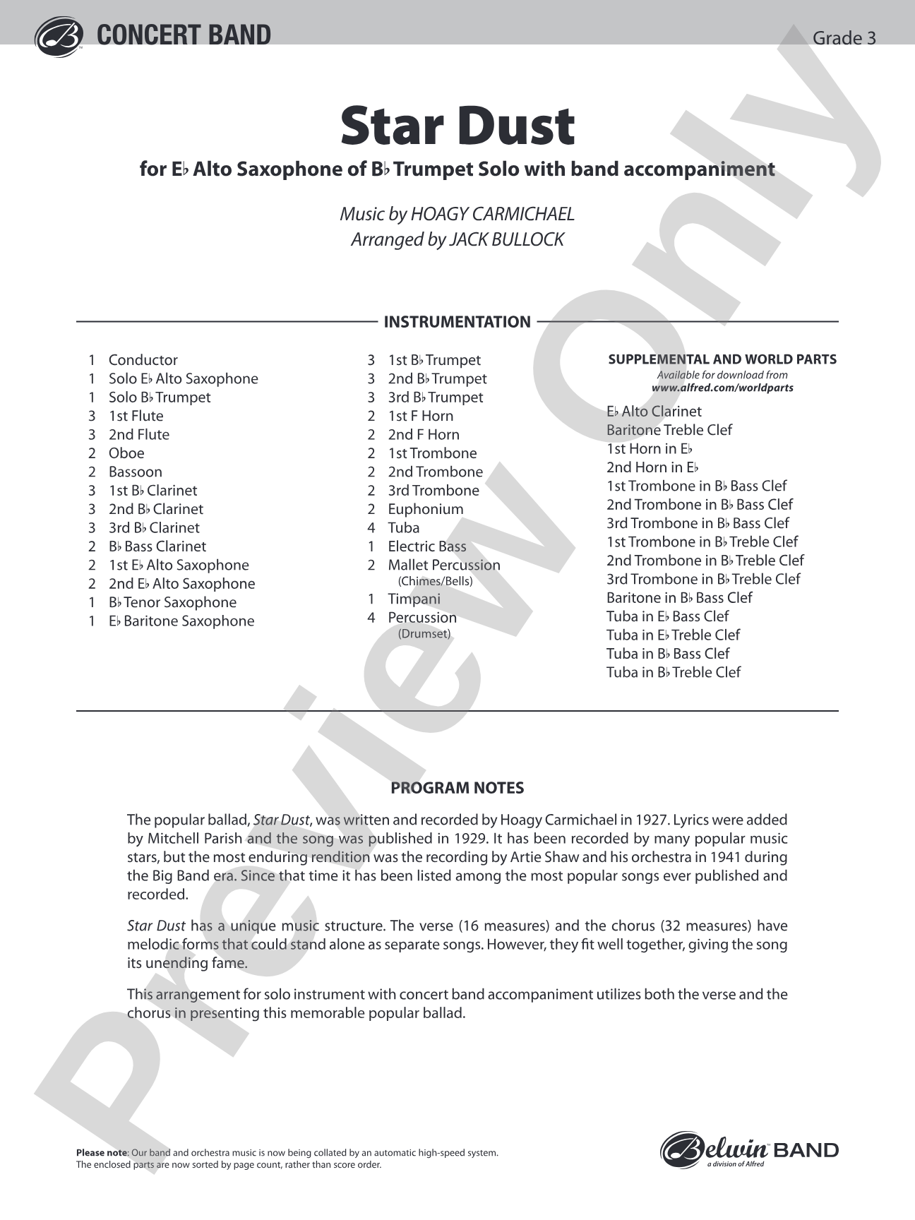 Star Dust: Concert Band Conductor Score & Parts