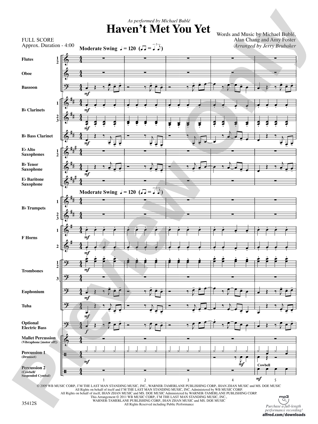 Haven't Met You Yet: Concert Band Conductor Score & Parts