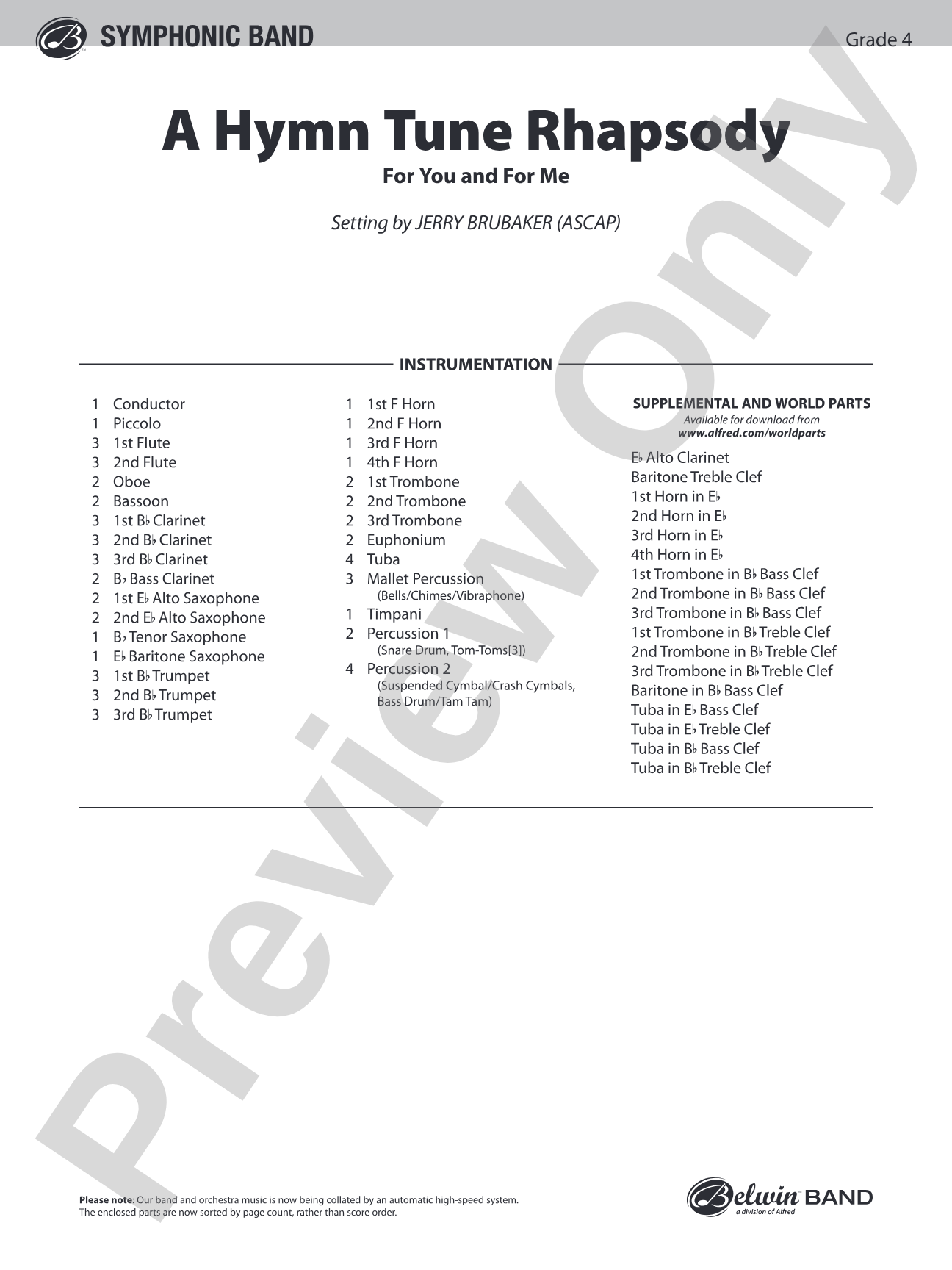 A Hymn Tune Rhapsody: Concert Band Conductor Score & Parts