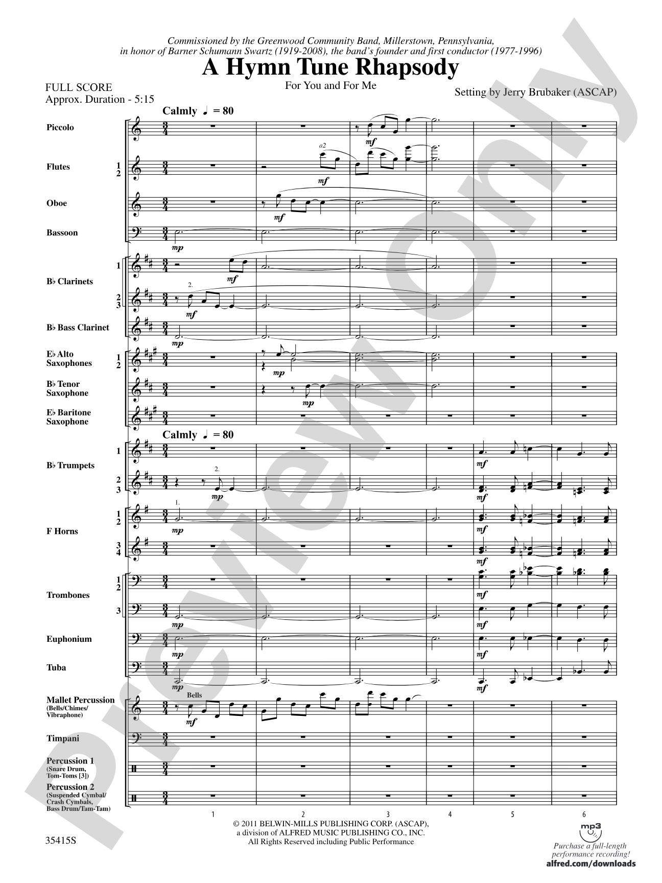 A Hymn Tune Rhapsody: Concert Band Conductor Score & Parts