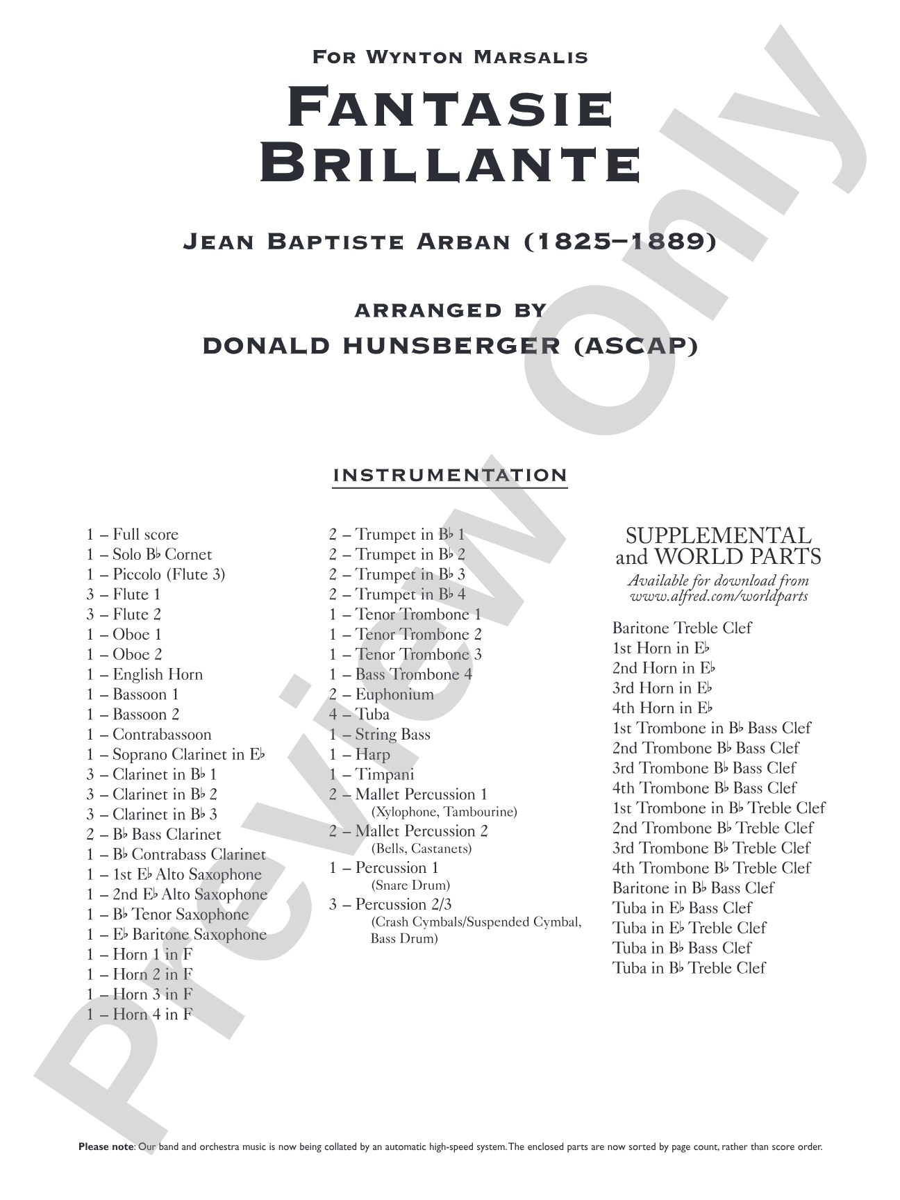 Fantasie Brillante: Concert Band Conductor Score & Parts
