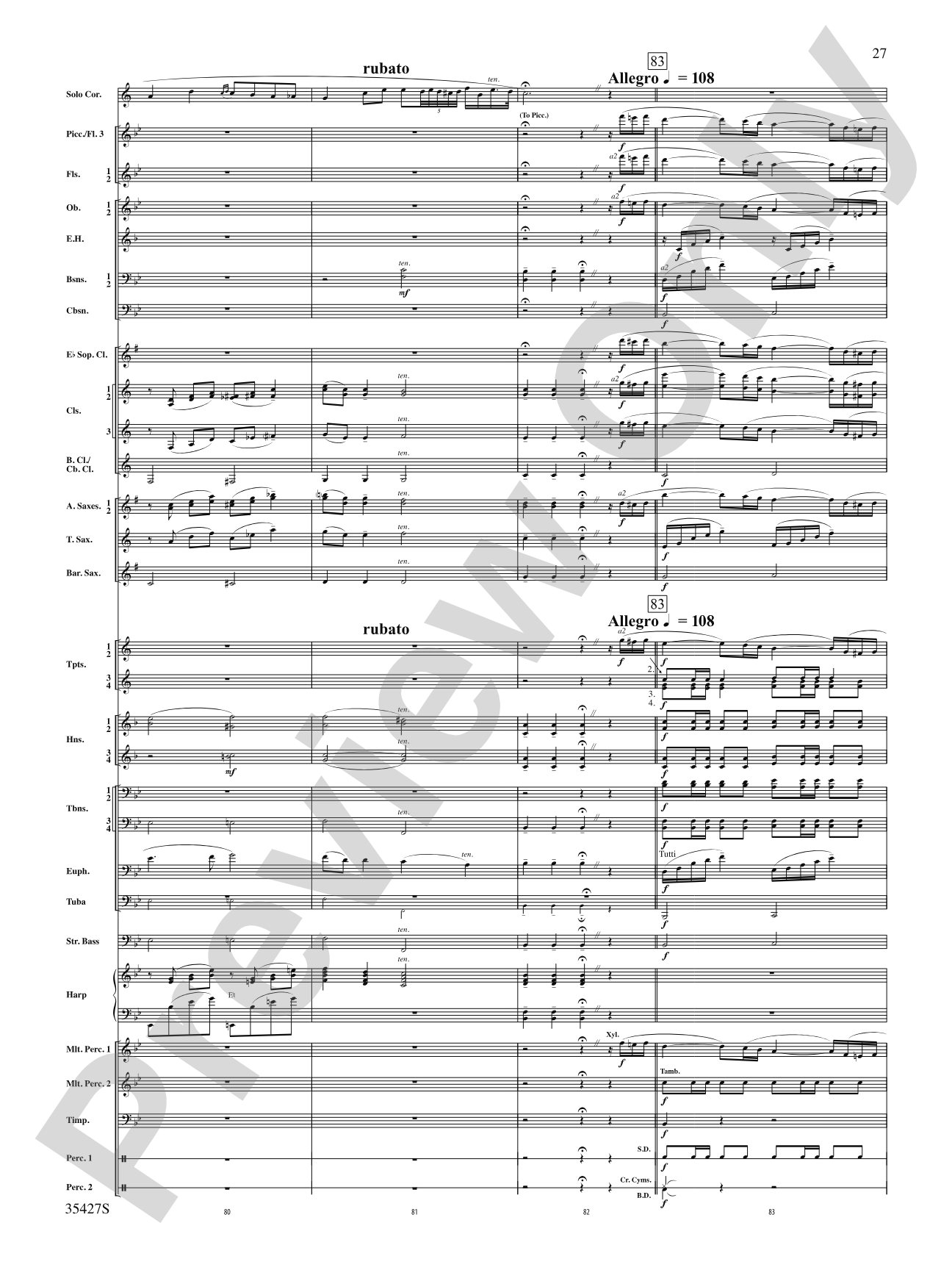 Fantasie Brillante: Concert Band Conductor Score & Parts