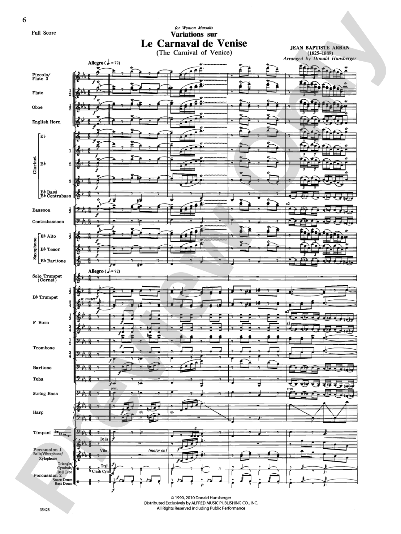 Le Carnaval de Venise: Concert Band Conductor Score & Parts