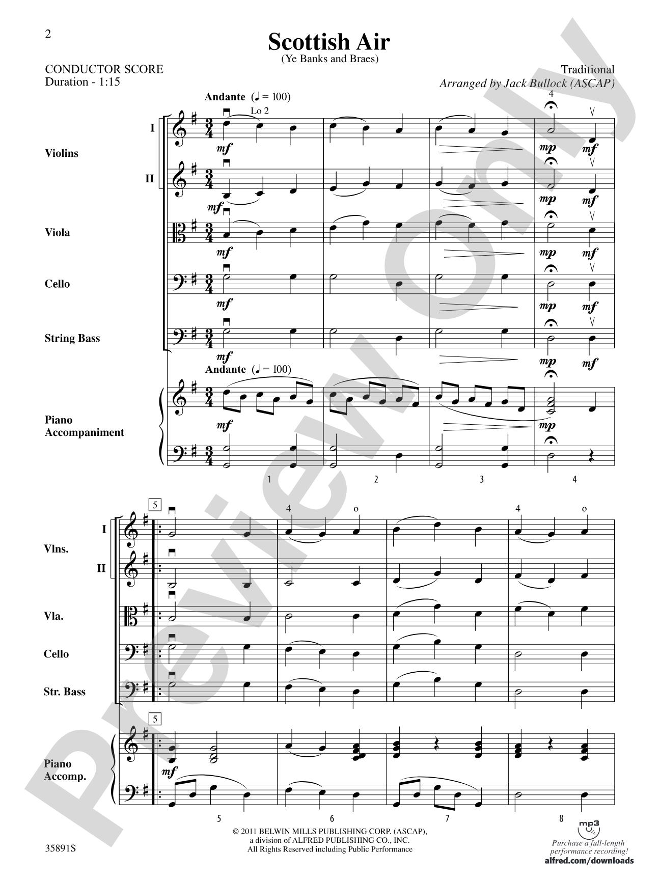 Scottish Air: String Orchestra Conductor Score & Parts