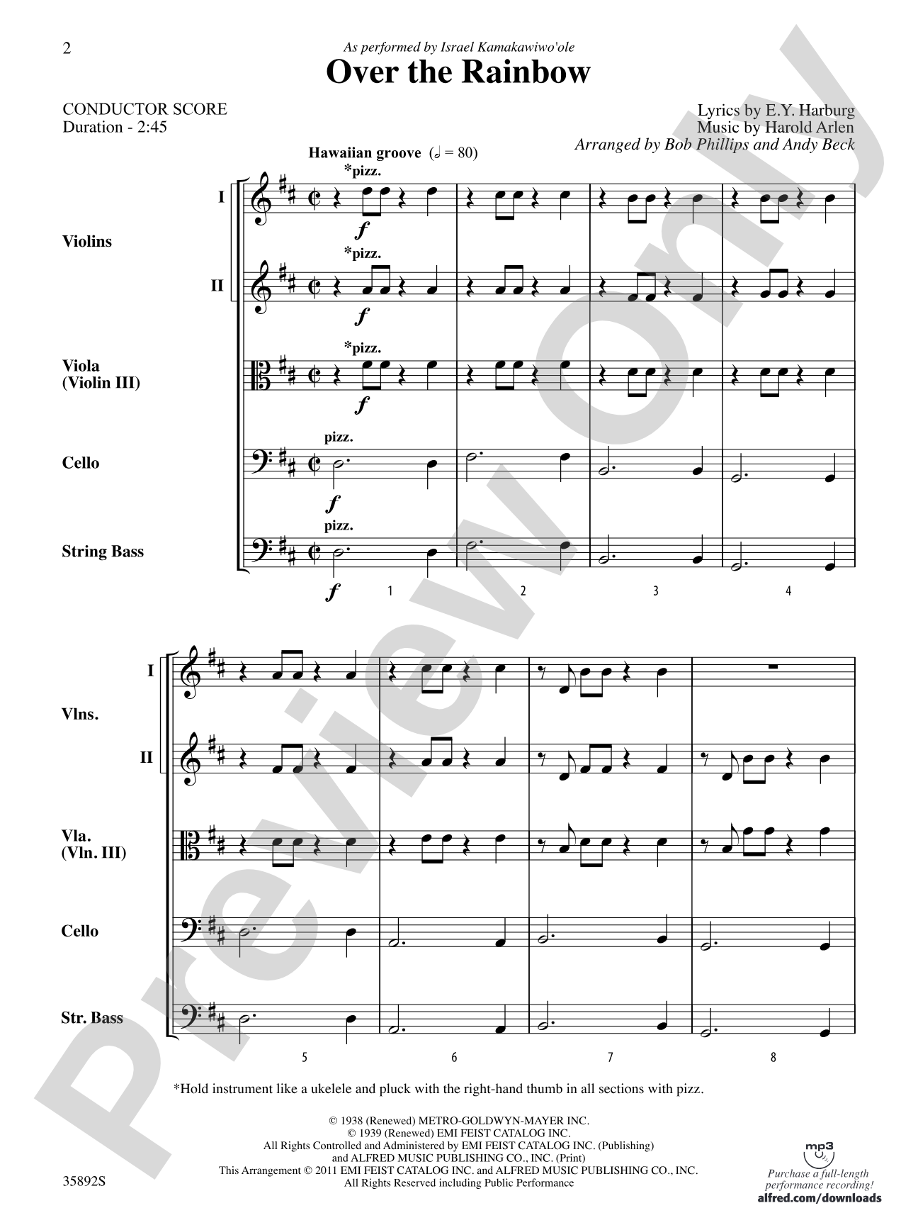 Over the Rainbow: Score