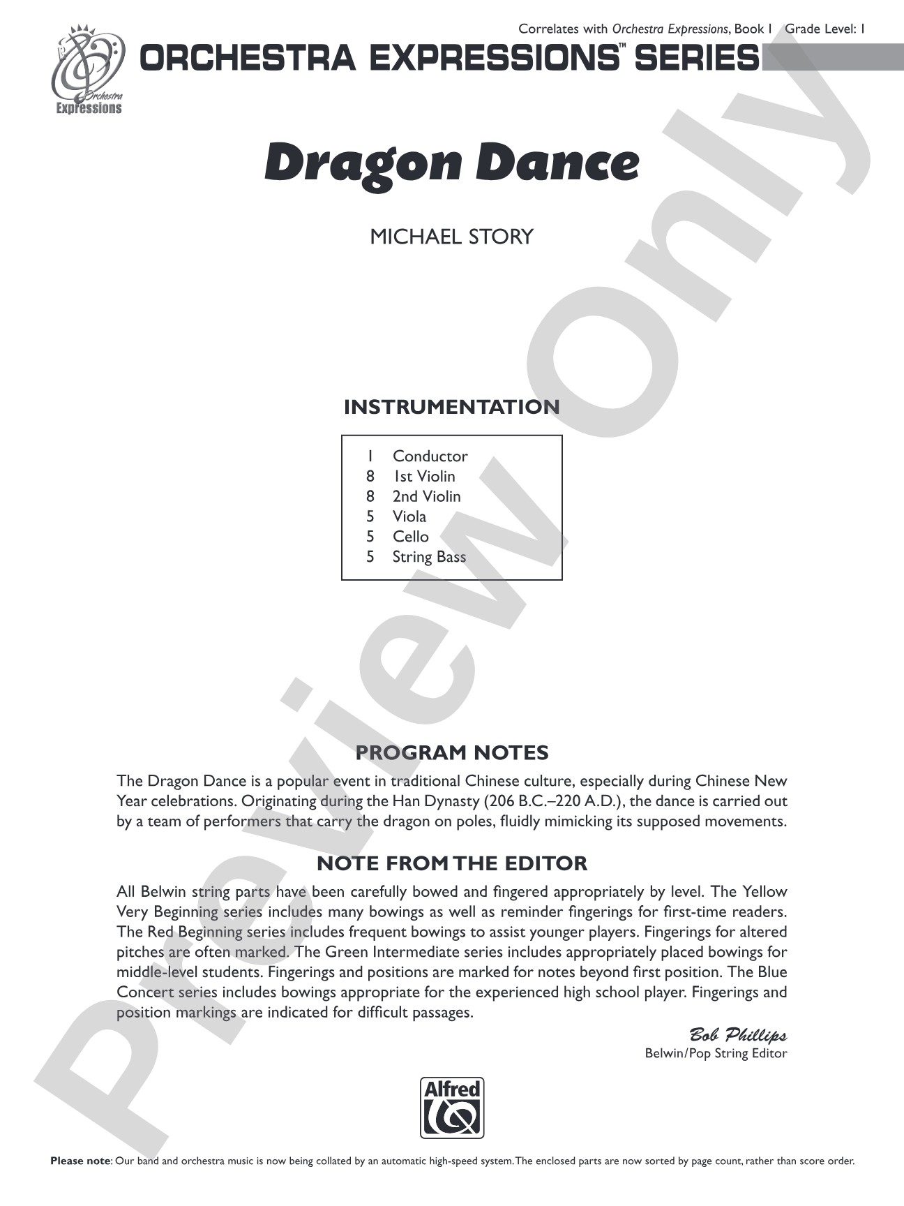 Dragon Dance: String Orchestra Conductor Score & Parts