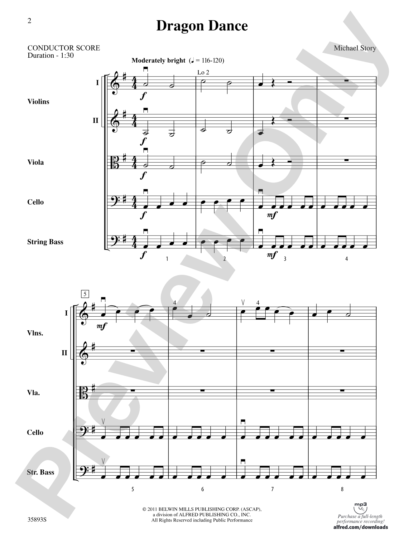 Dragon Dance: String Orchestra Conductor Score & Parts
