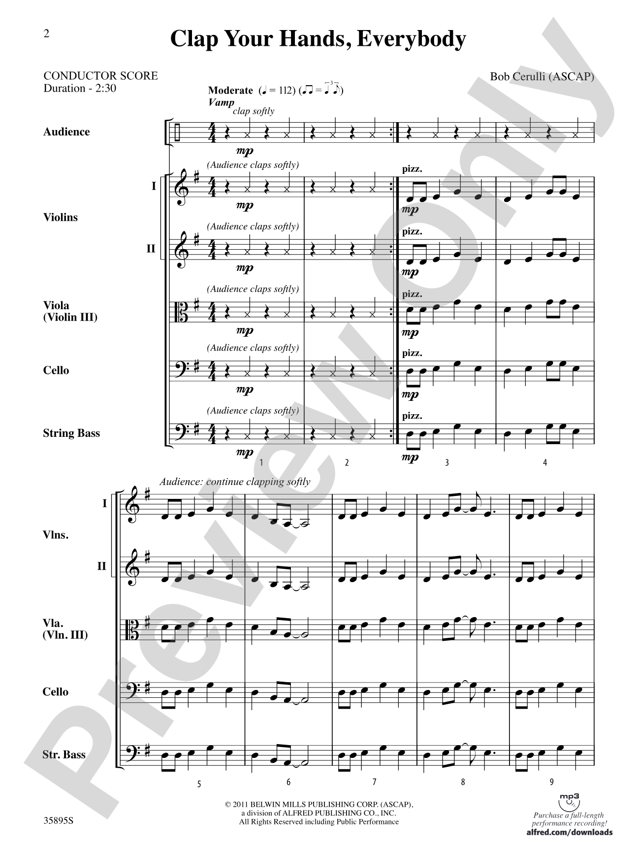 Clap Your Hands, Everybody: String Orchestra Conductor Score & Parts