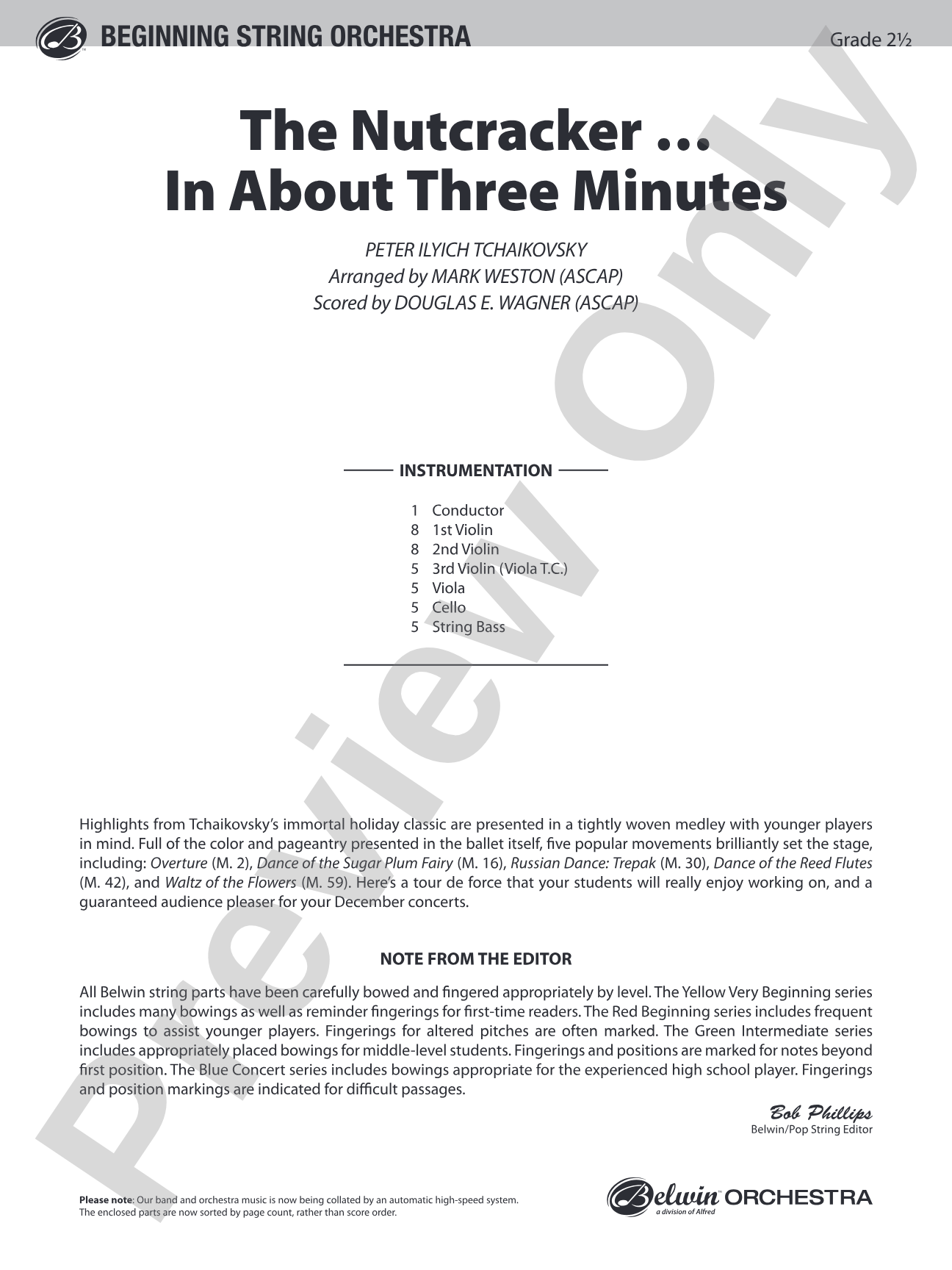 The Nutcracker... In About Three Minutes: String Orchestra Conductor Score & Parts