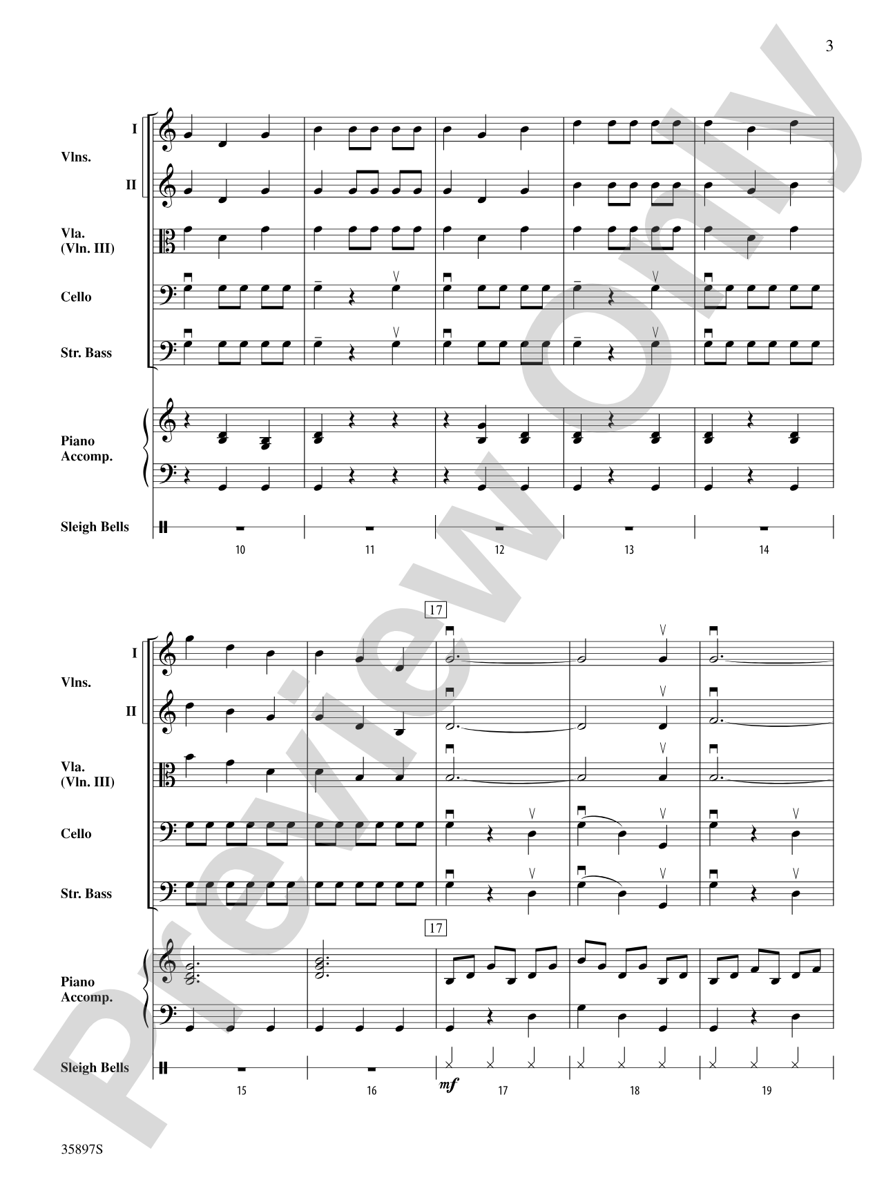 The Sleigh Ride (from Three German Dances, K. 605): String Orchestra Conductor Score & Parts