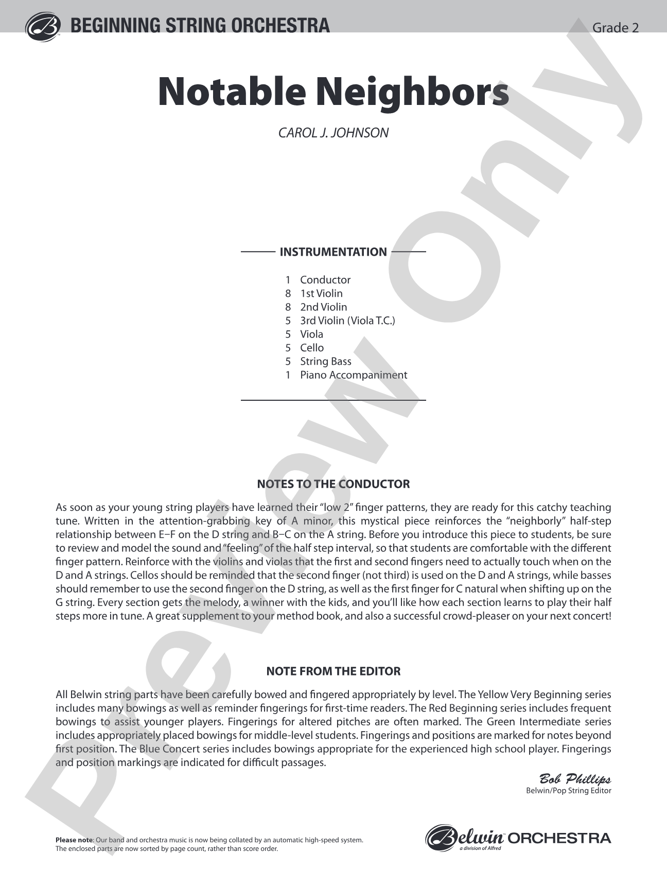Notable Neighbors: String Orchestra Conductor Score & Parts