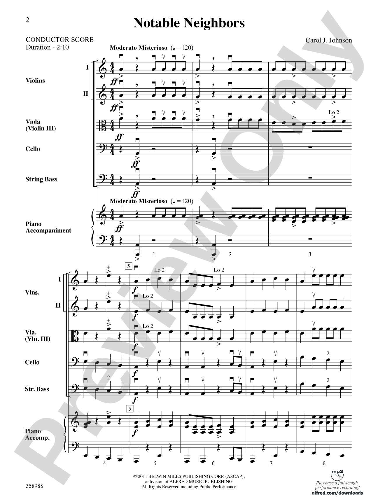 Notable Neighbors: String Orchestra Conductor Score & Parts