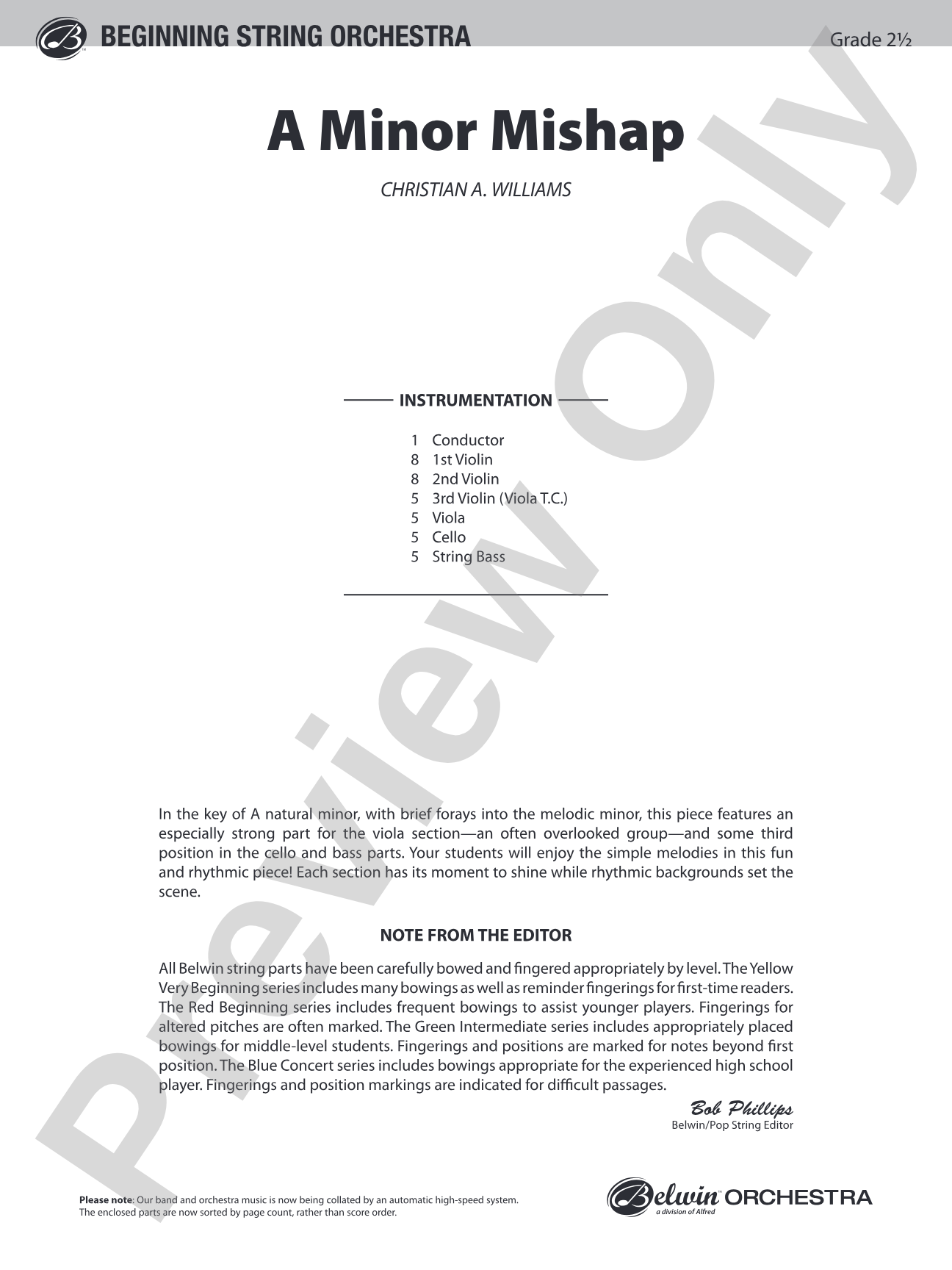 A Minor Mishap: String Orchestra Conductor Score & Parts