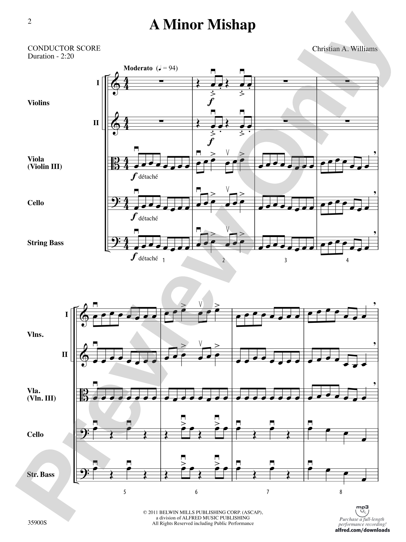 A Minor Mishap: String Orchestra Conductor Score & Parts