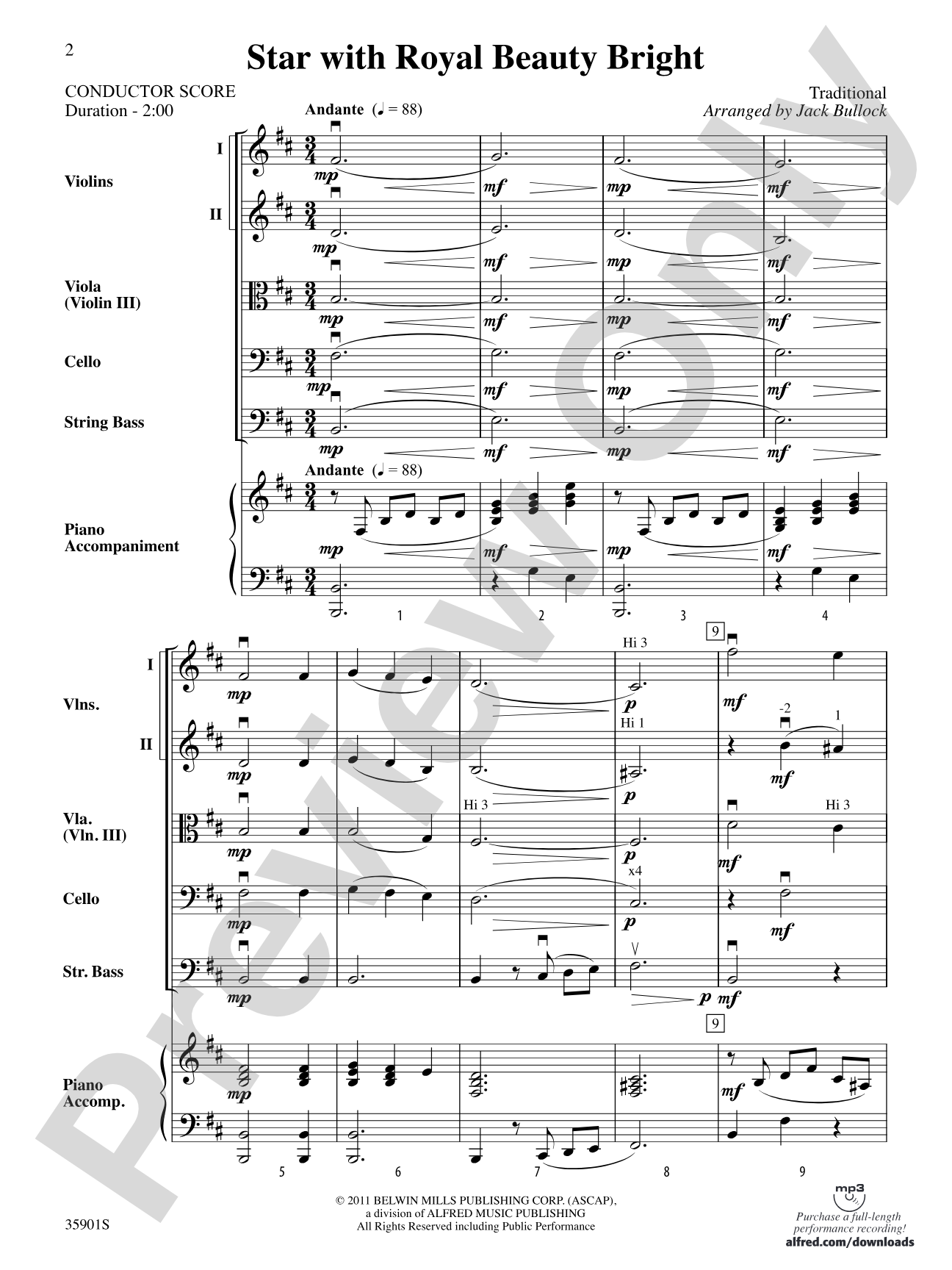 Star with Royal Beauty Bright: String Orchestra Conductor Score & Parts