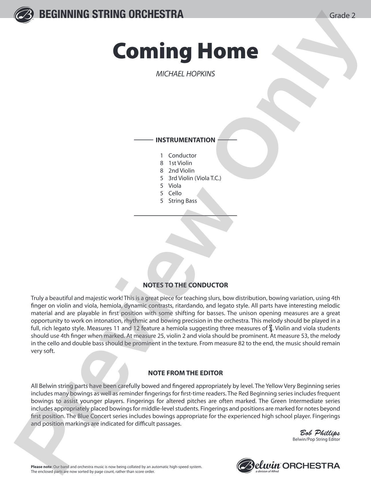 Coming Home: String Orchestra Conductor Score & Parts