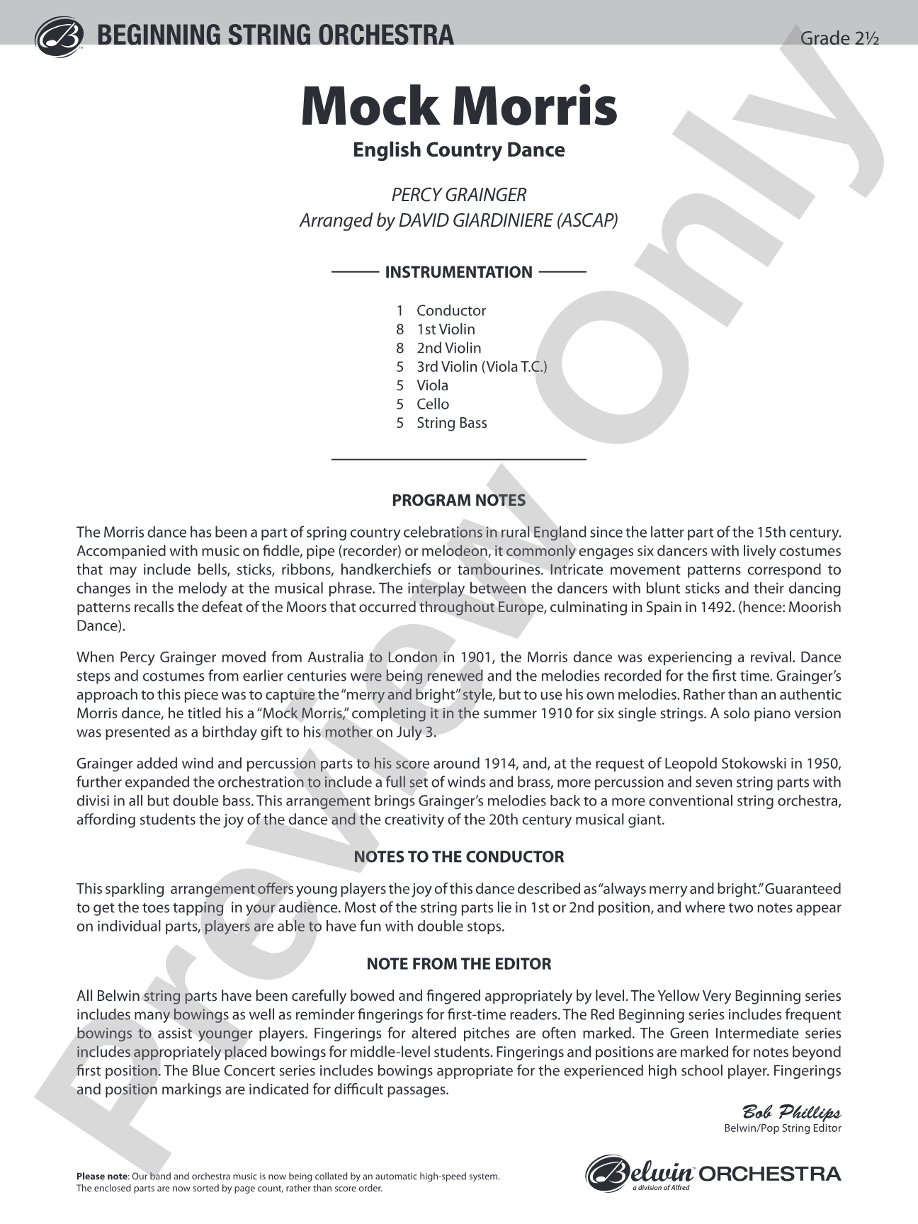 Mock Morris: String Orchestra Conductor Score & Parts