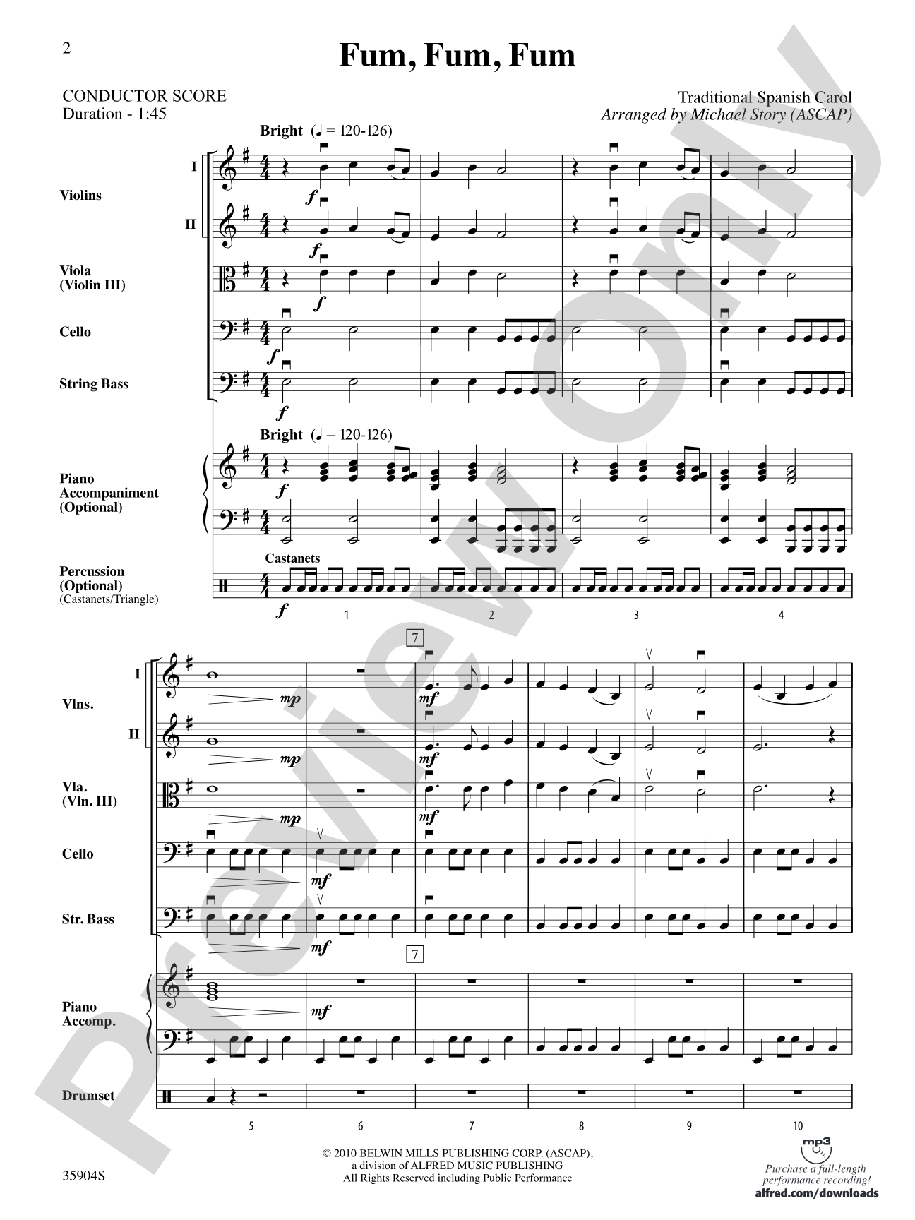 Fum, Fum, Fum: String Orchestra Conductor Score & Parts