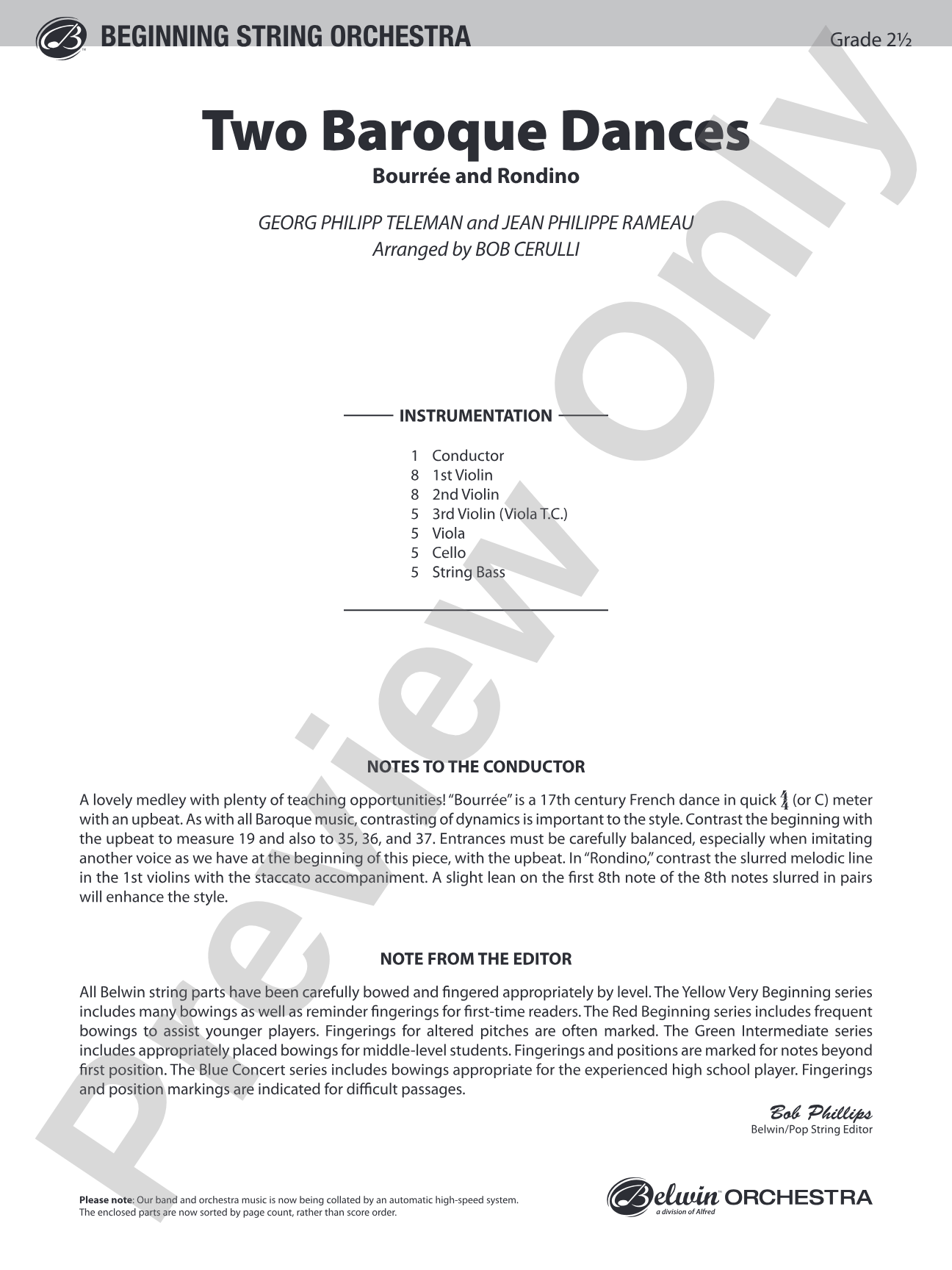 Two Baroque Dances: String Orchestra Conductor Score & Parts