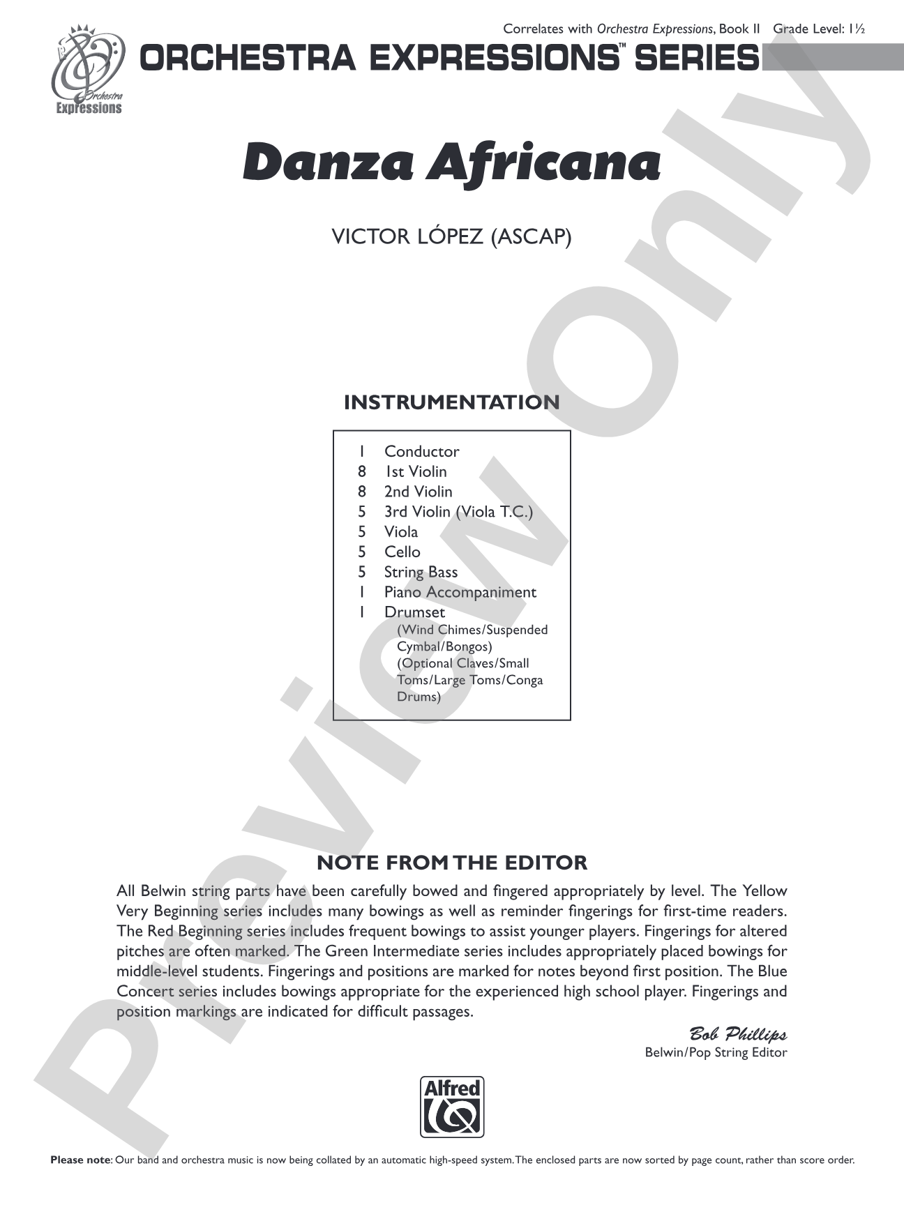 Danza Africana: String Orchestra Conductor Score & Parts
