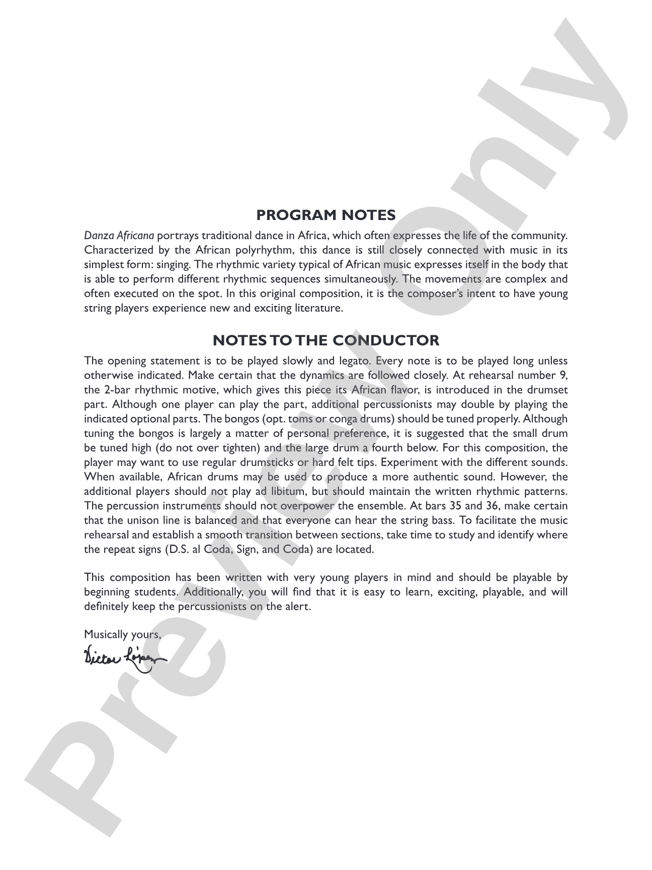 Danza Africana: String Orchestra Conductor Score & Parts