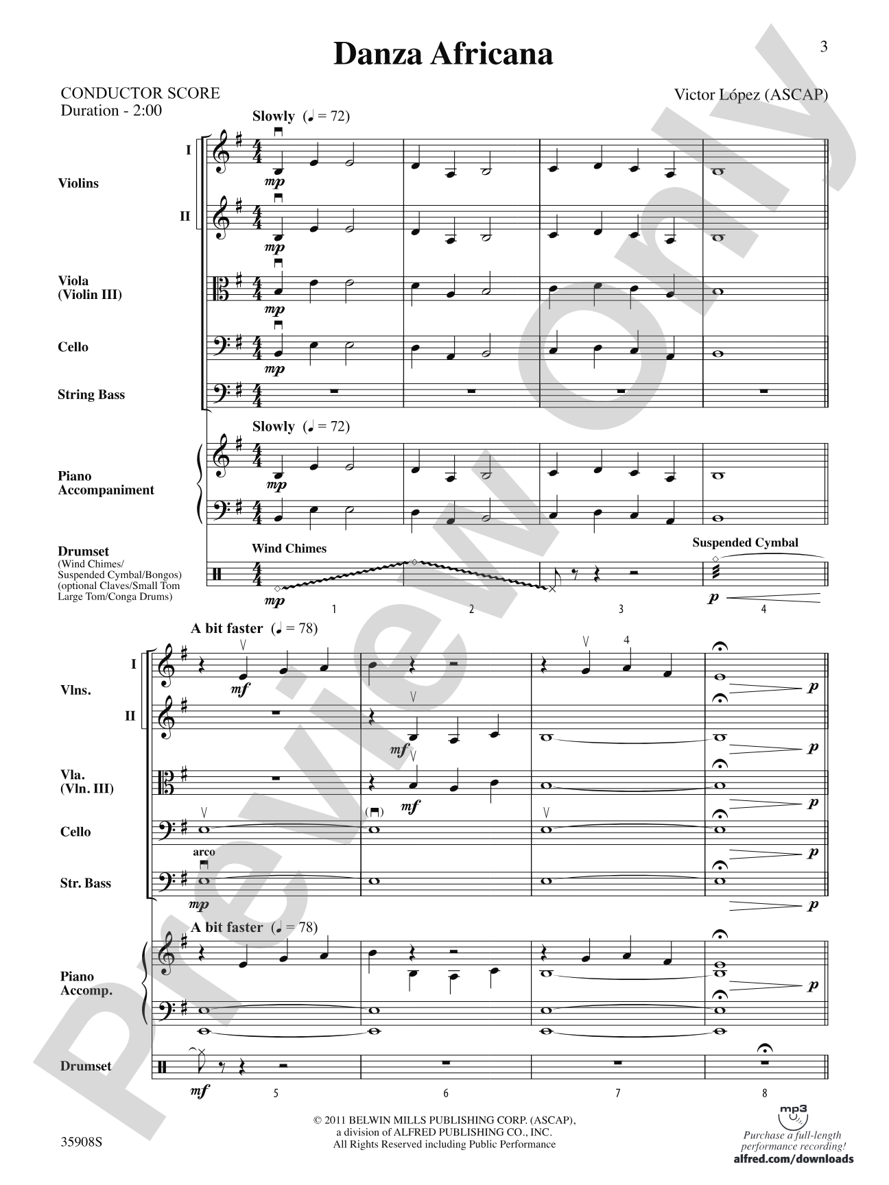 Danza Africana: String Orchestra Conductor Score & Parts