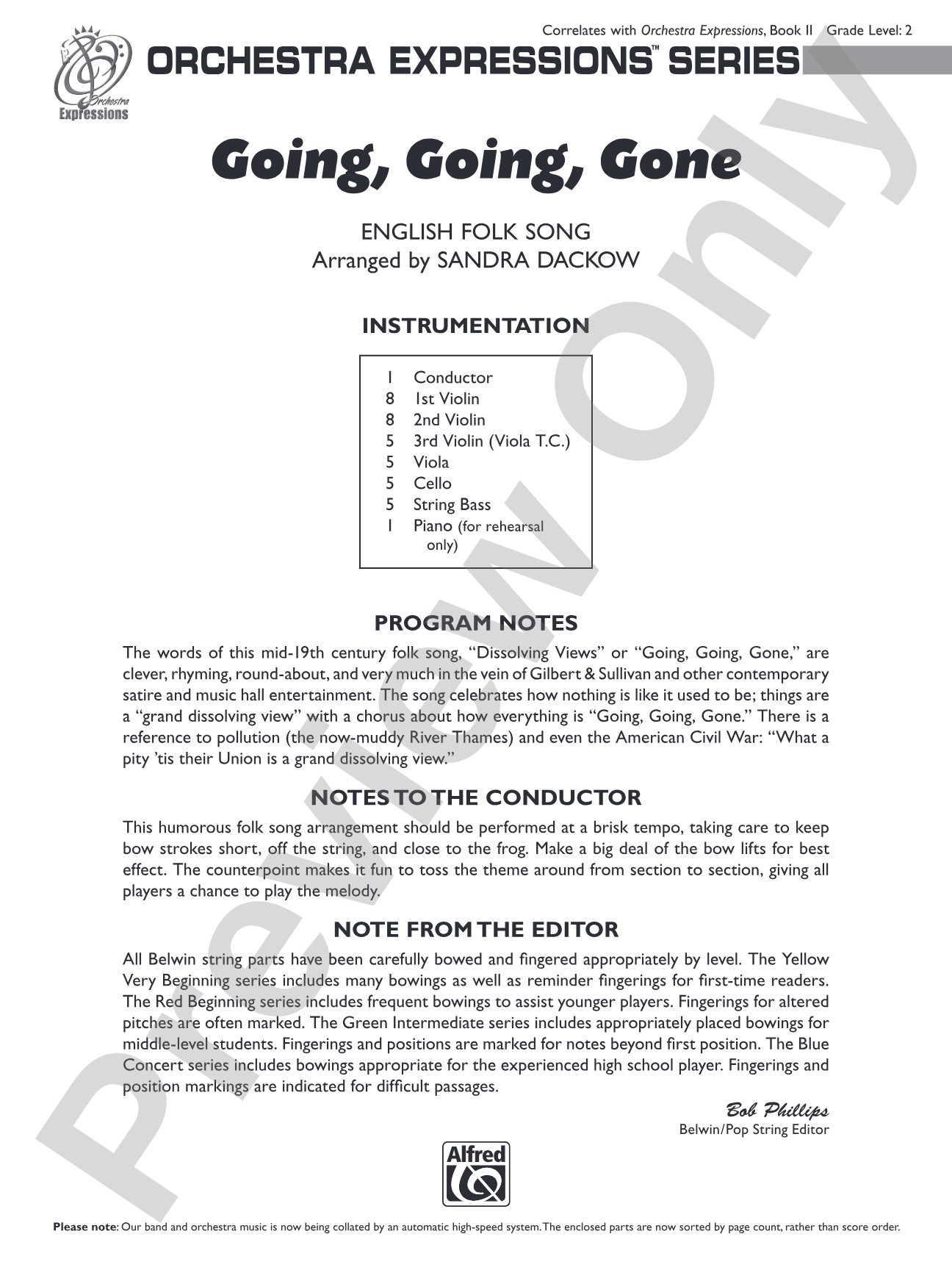 Going, Going, Gone: String Orchestra Conductor Score & Parts