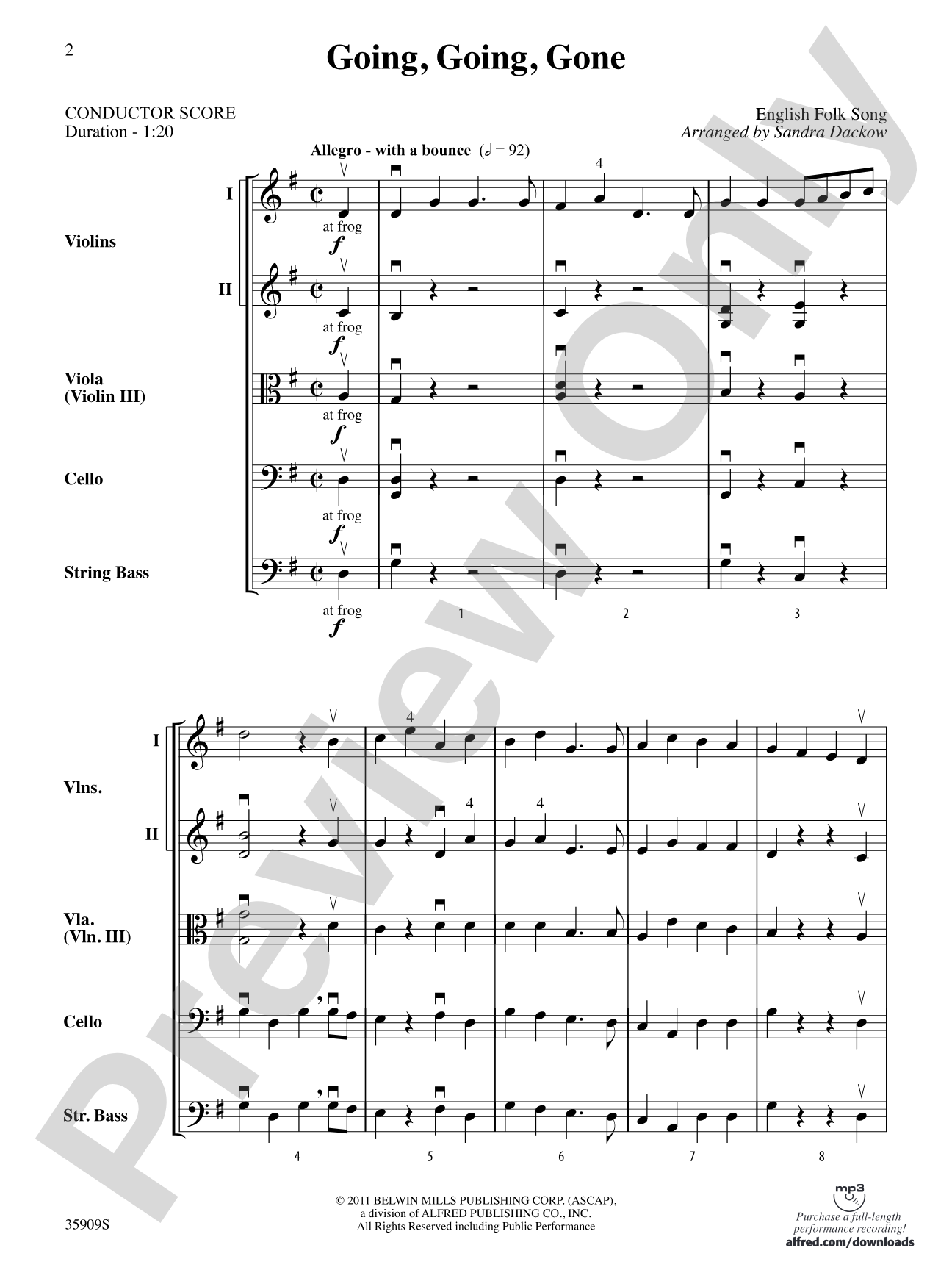 Going, Going, Gone: String Orchestra Conductor Score & Parts