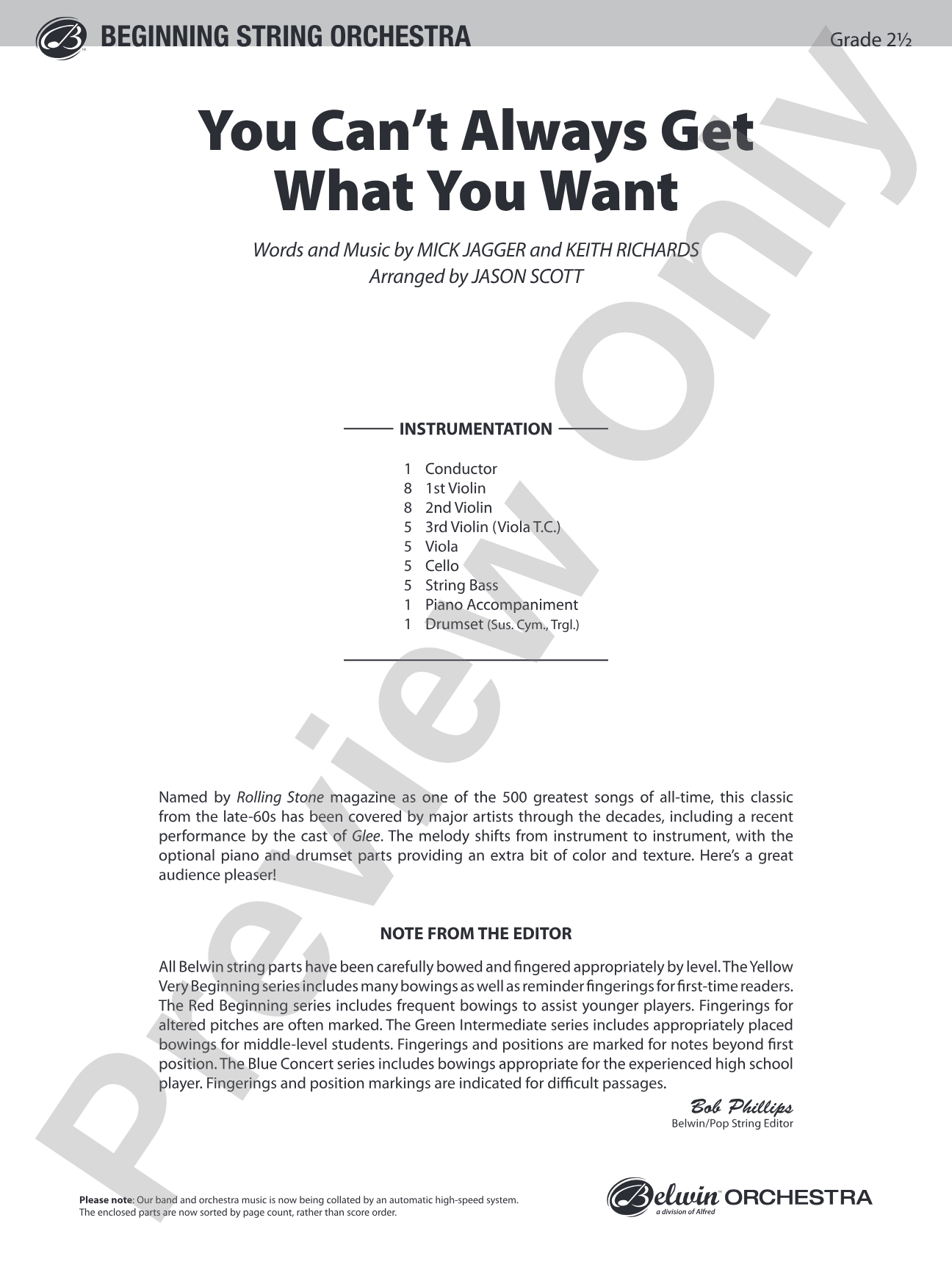 You Can't Always Get What You Want: String Orchestra Conductor Score & Parts