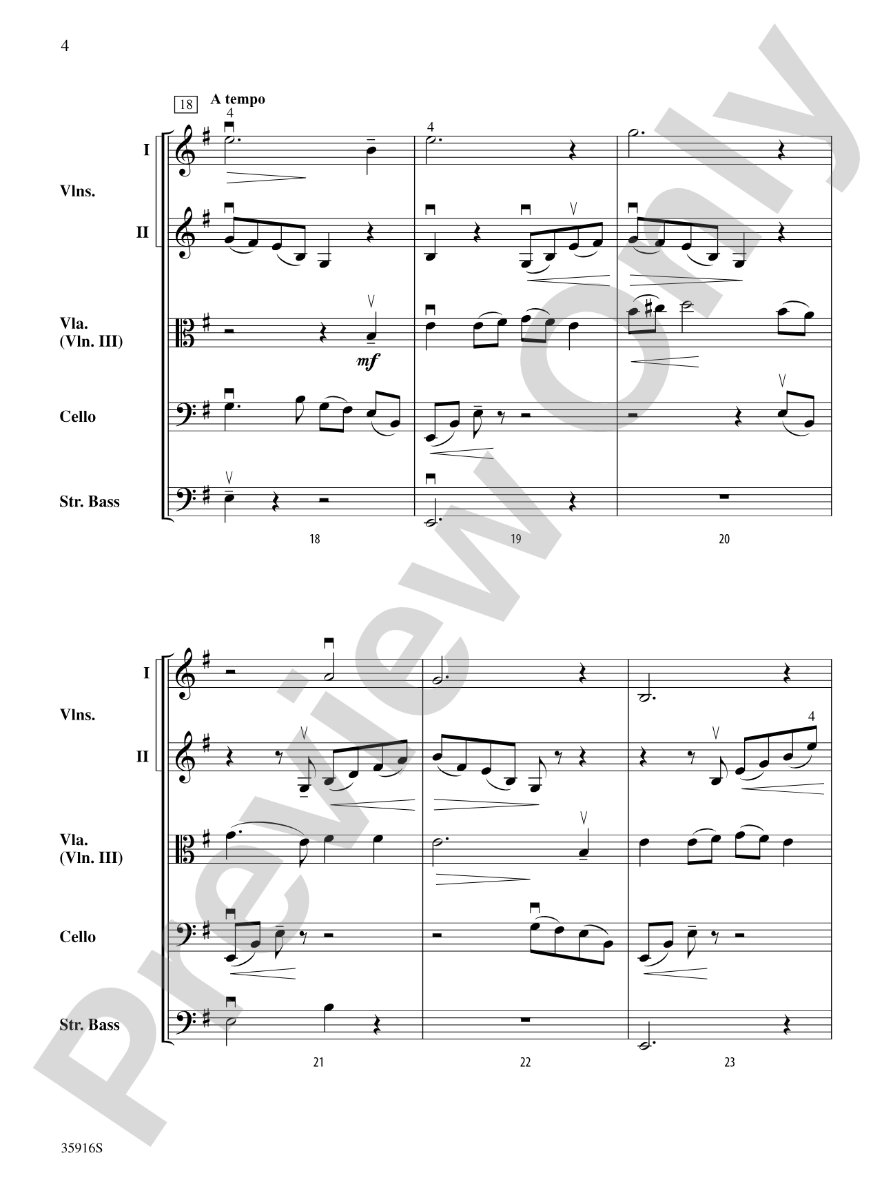 Song Without Words: String Orchestra Conductor Score & Parts