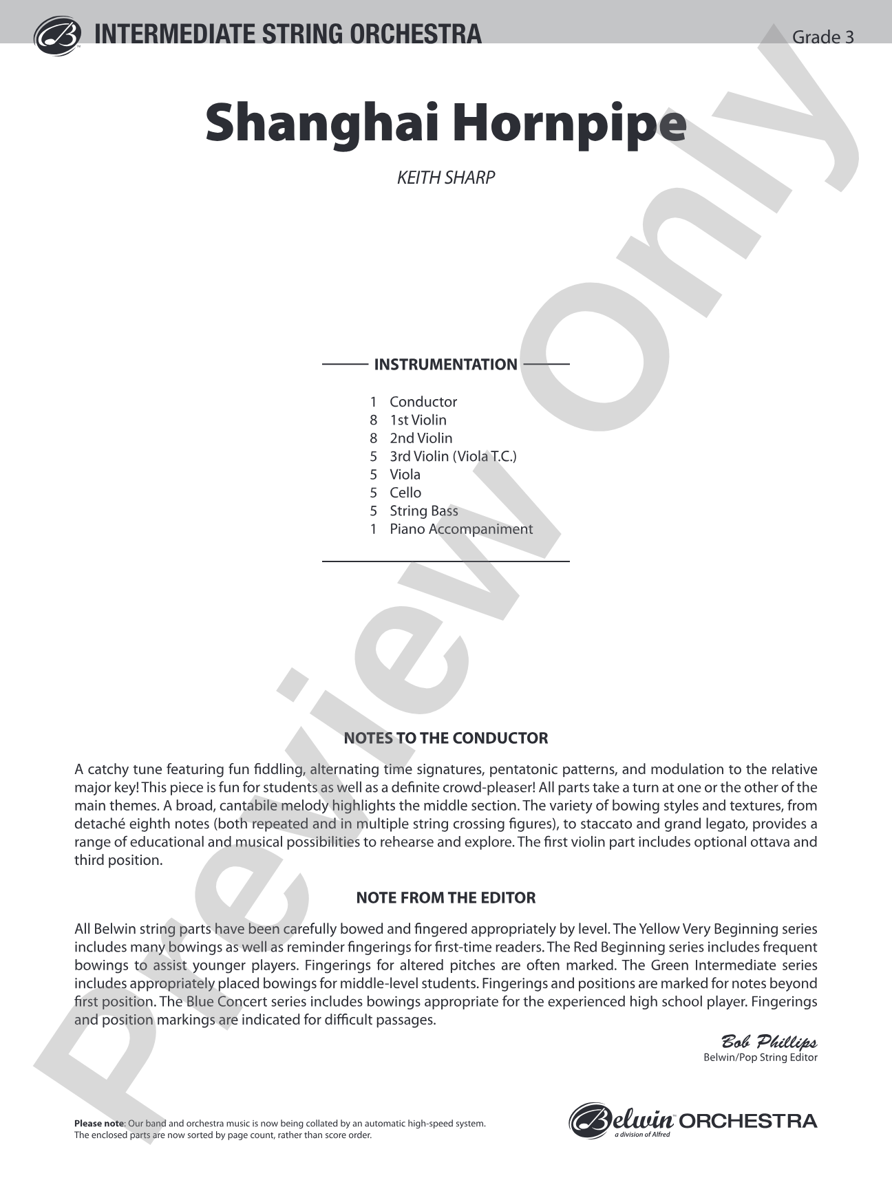 Shanghai Hornpipe: String Orchestra Conductor Score & Parts